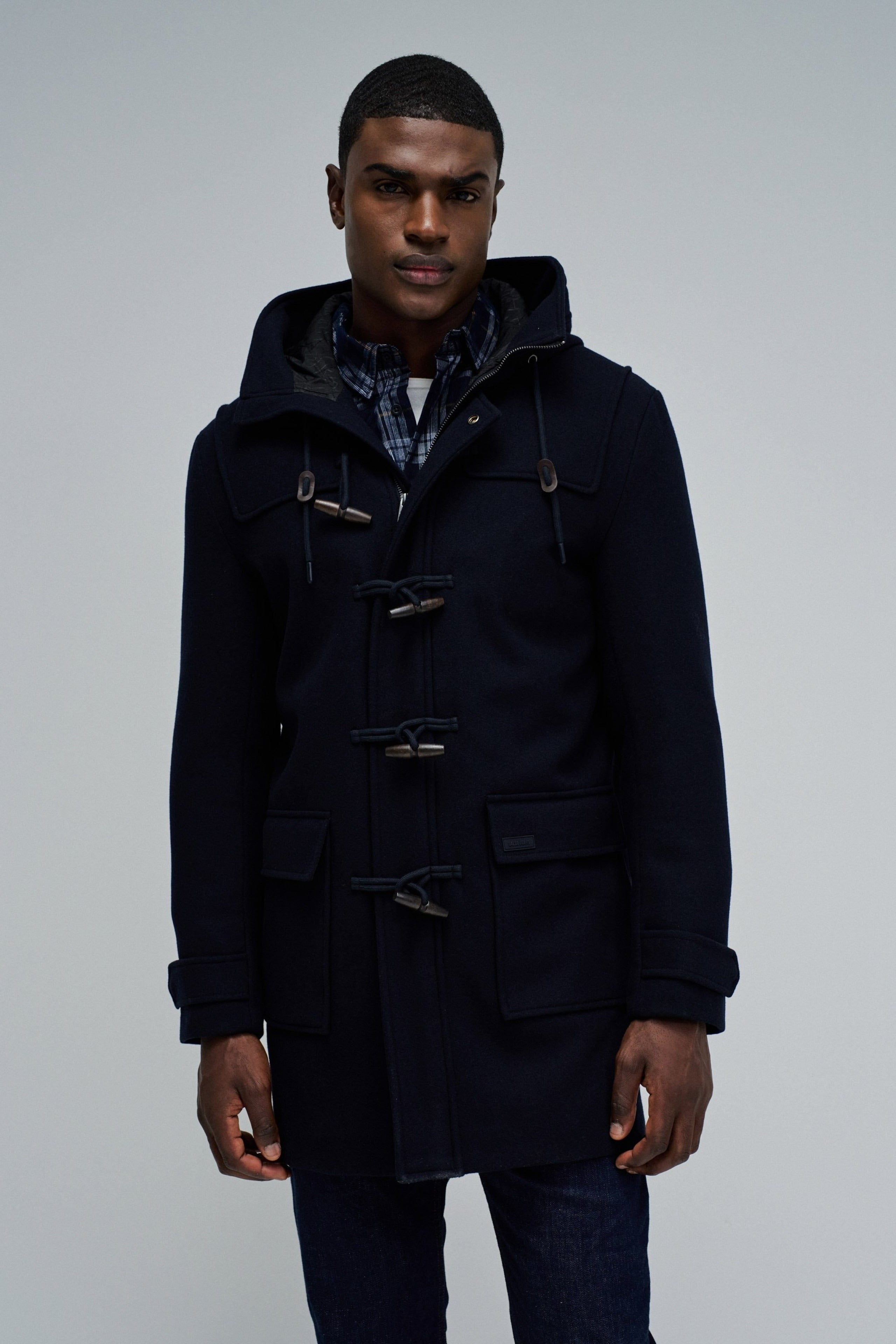 Wool Duffle Coat in Dark Blue Vestes Salsa Jeans