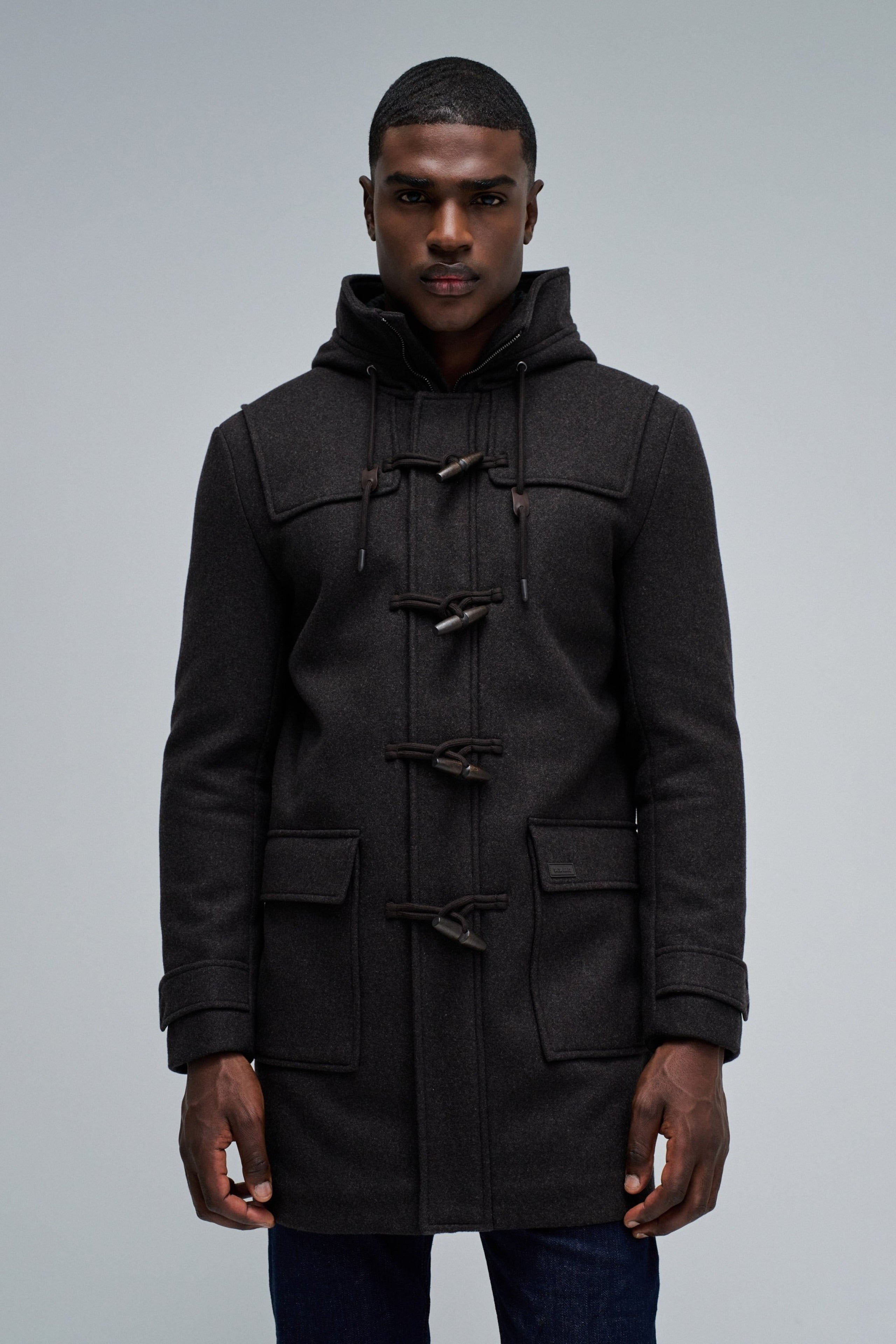 Wool Duffle Coat in Dark Brown Vestes Salsa Jeans