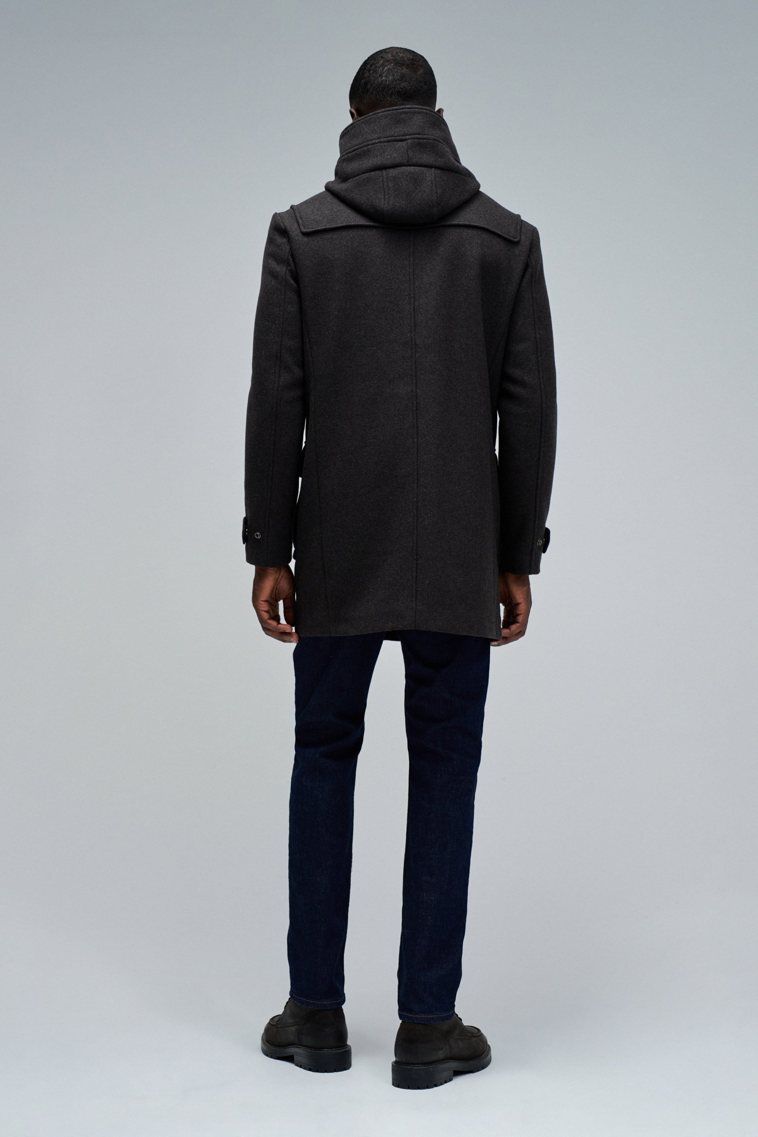 Wool Duffle Coat in Dark Brown Vestes Salsa Jeans