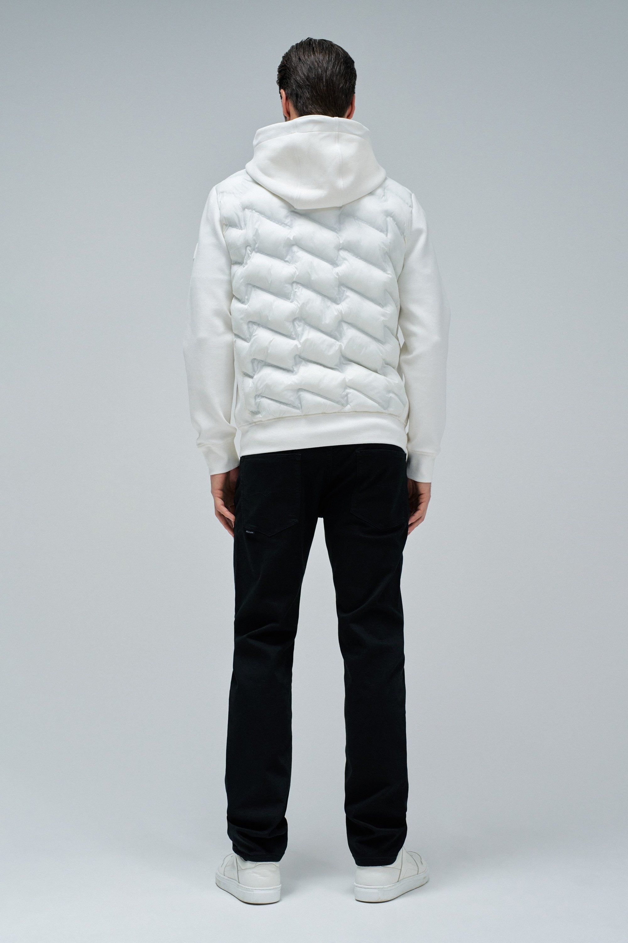 Zip-Thru Padded Jumper Hoodie in Light Pearl V2 Vestes Salsa Jeans