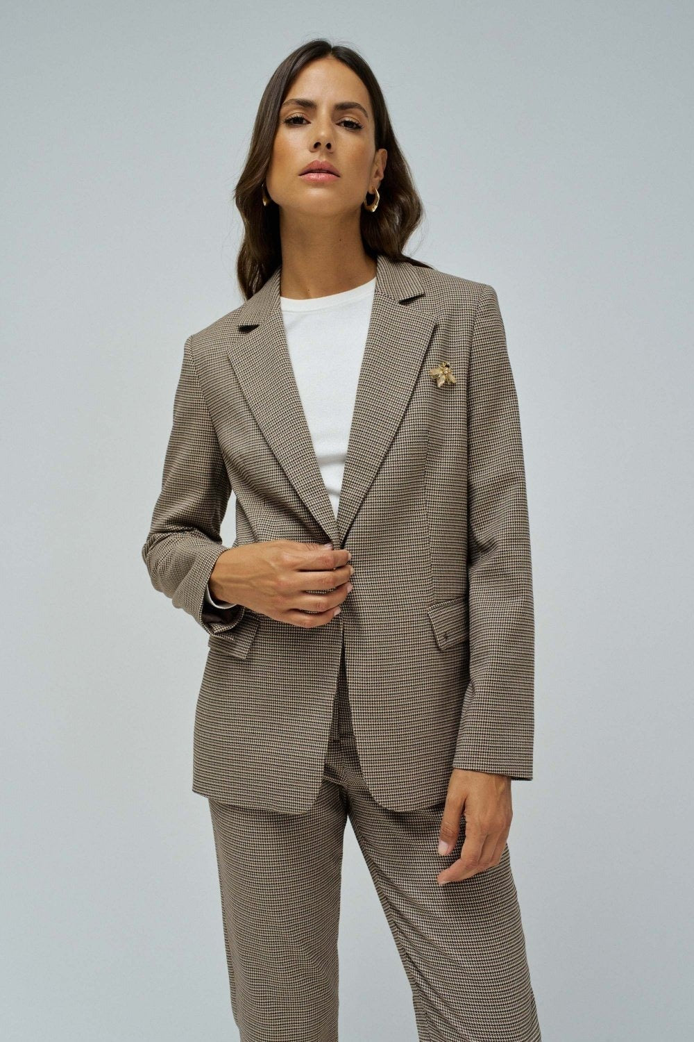 Slim Fit Suit Blazer in Medium Brown Vestes Salsa Jeans