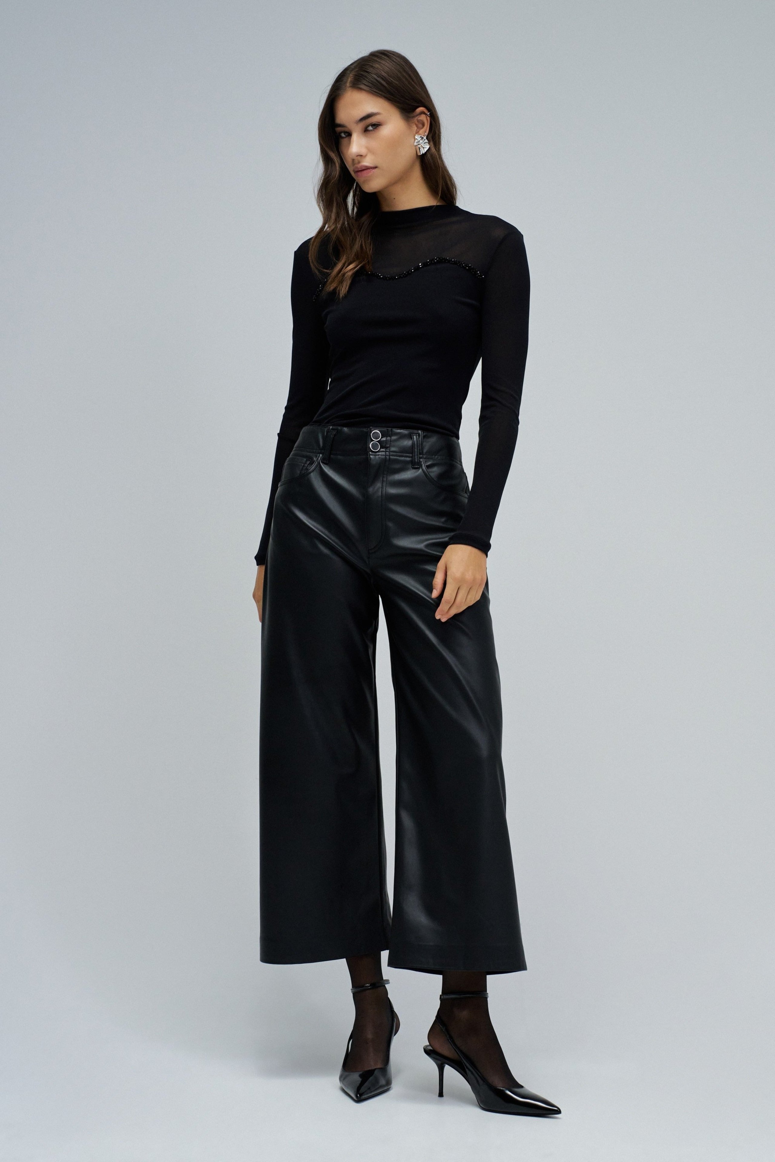 Manchon long avec transparence en noir