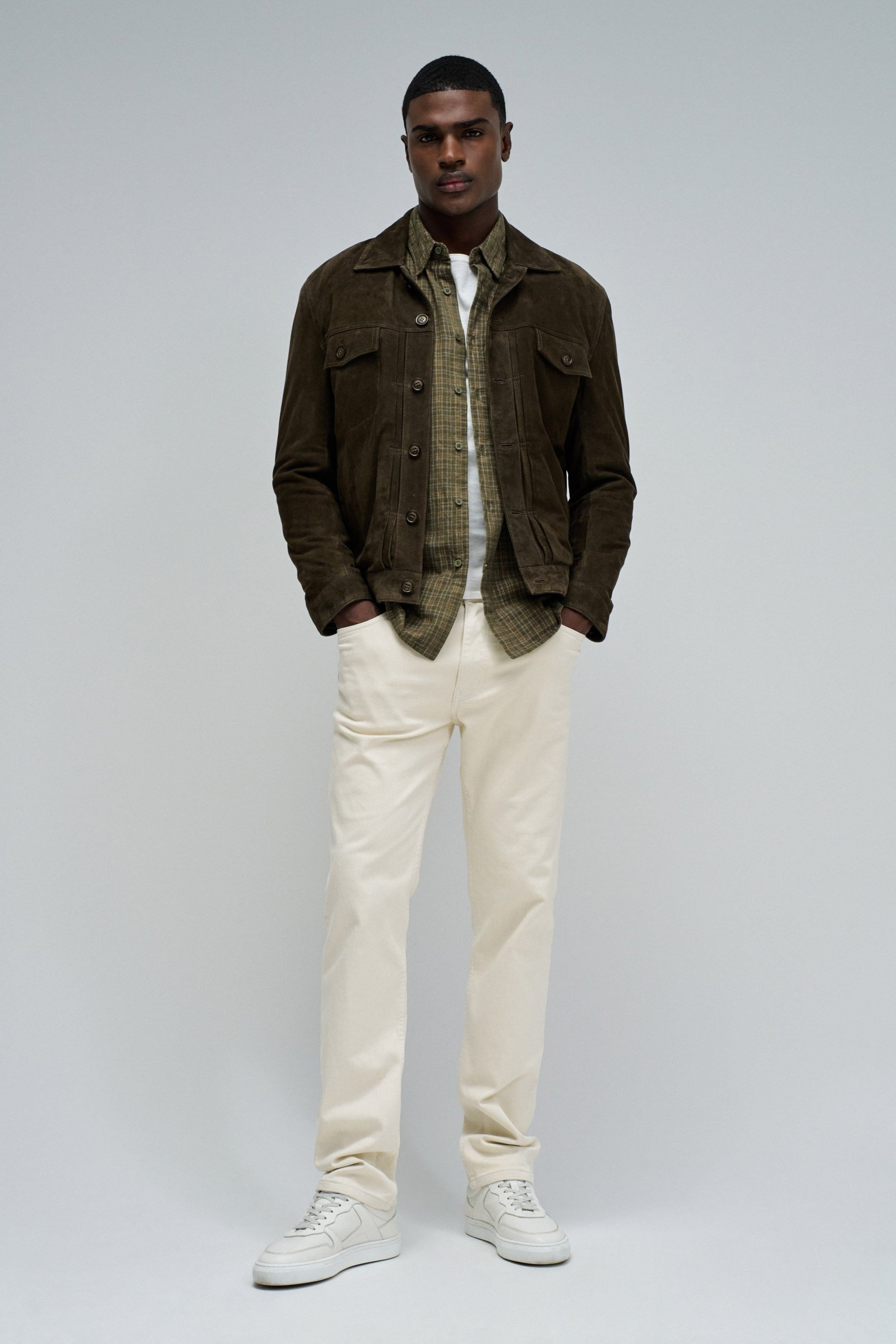 Chemise en coton à carreaux vert foncé