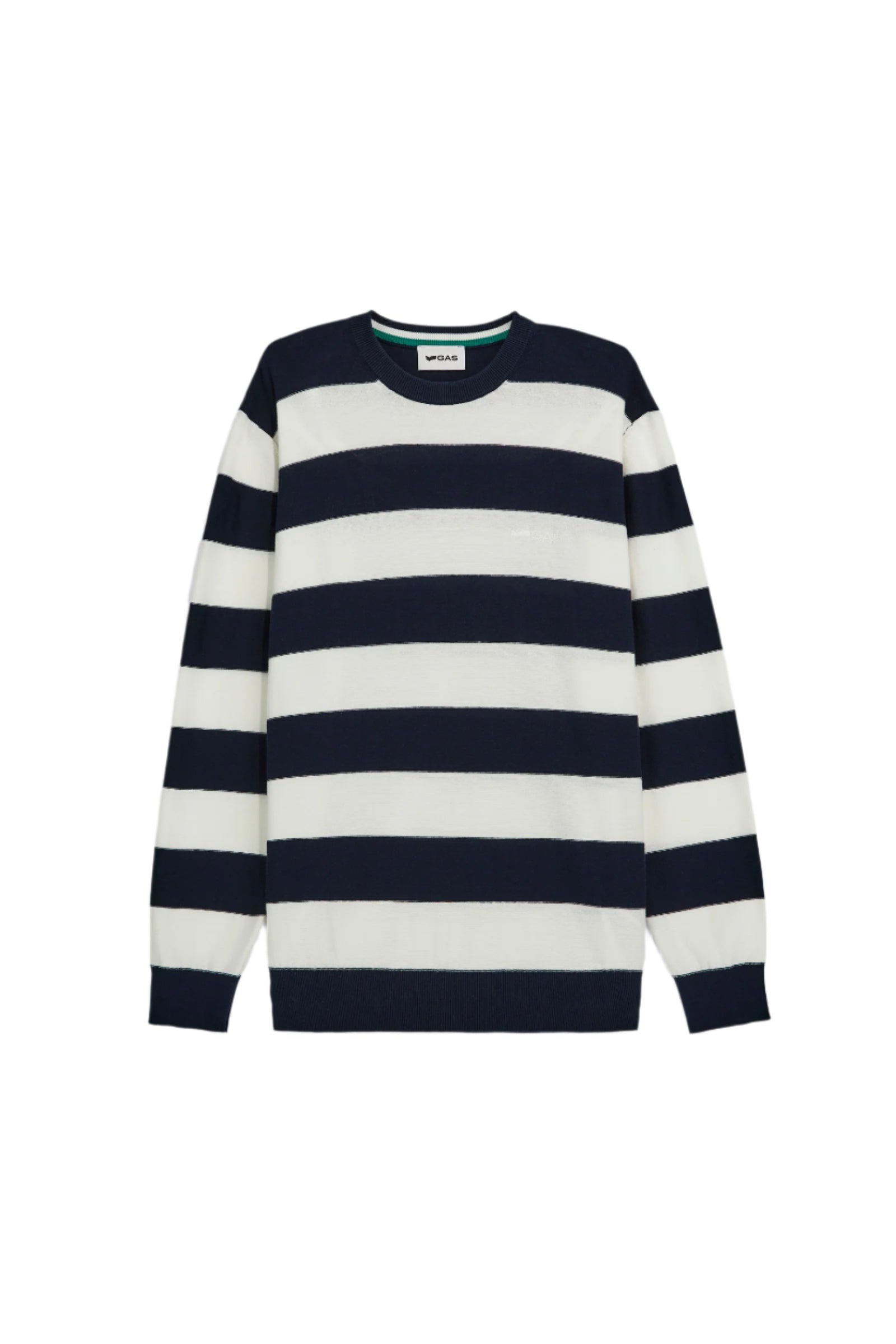 Avier Round Neck in Navy Blue / Snow White Pullover GAS