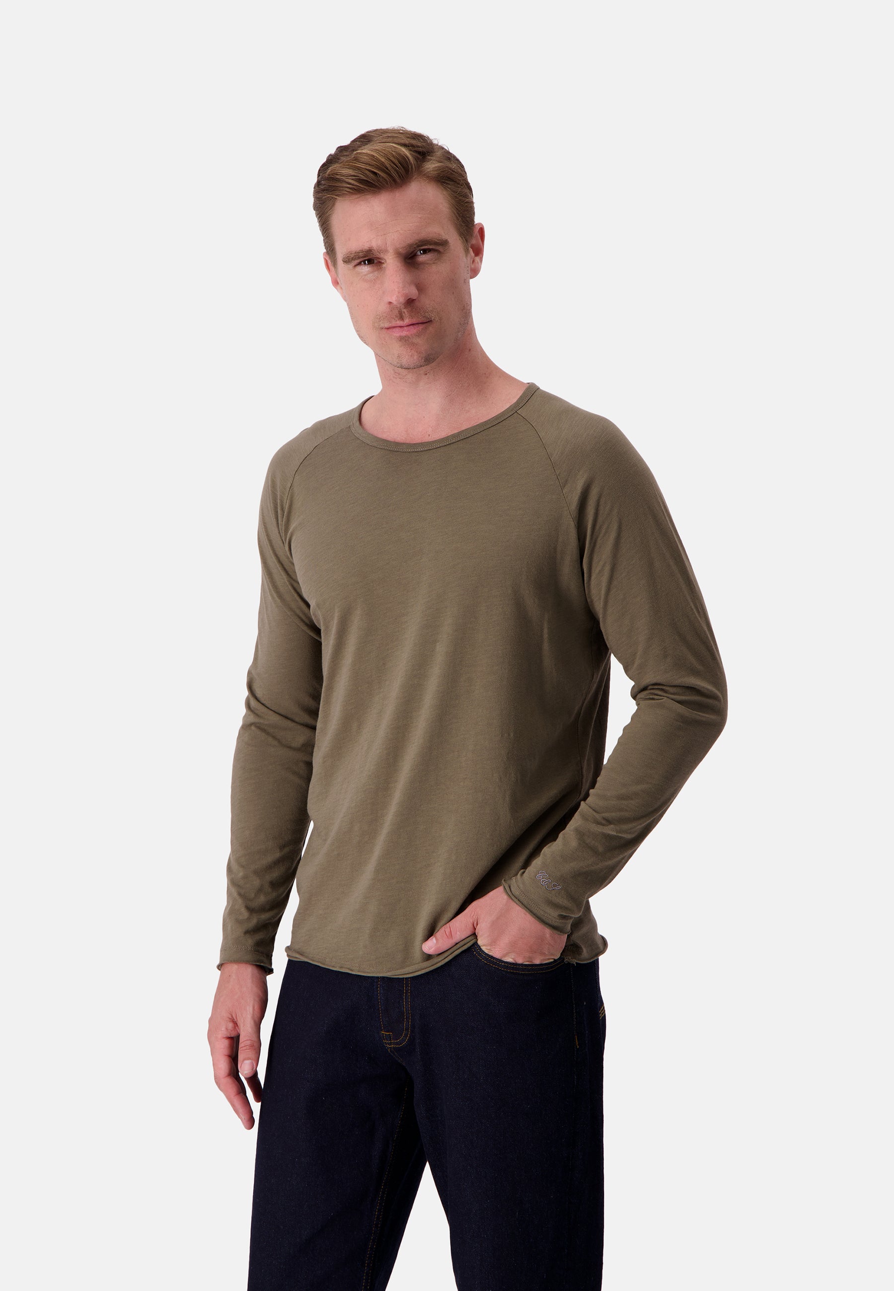 T-shirt à manches longues - Slub in Olive Chemises Colours and Sons   