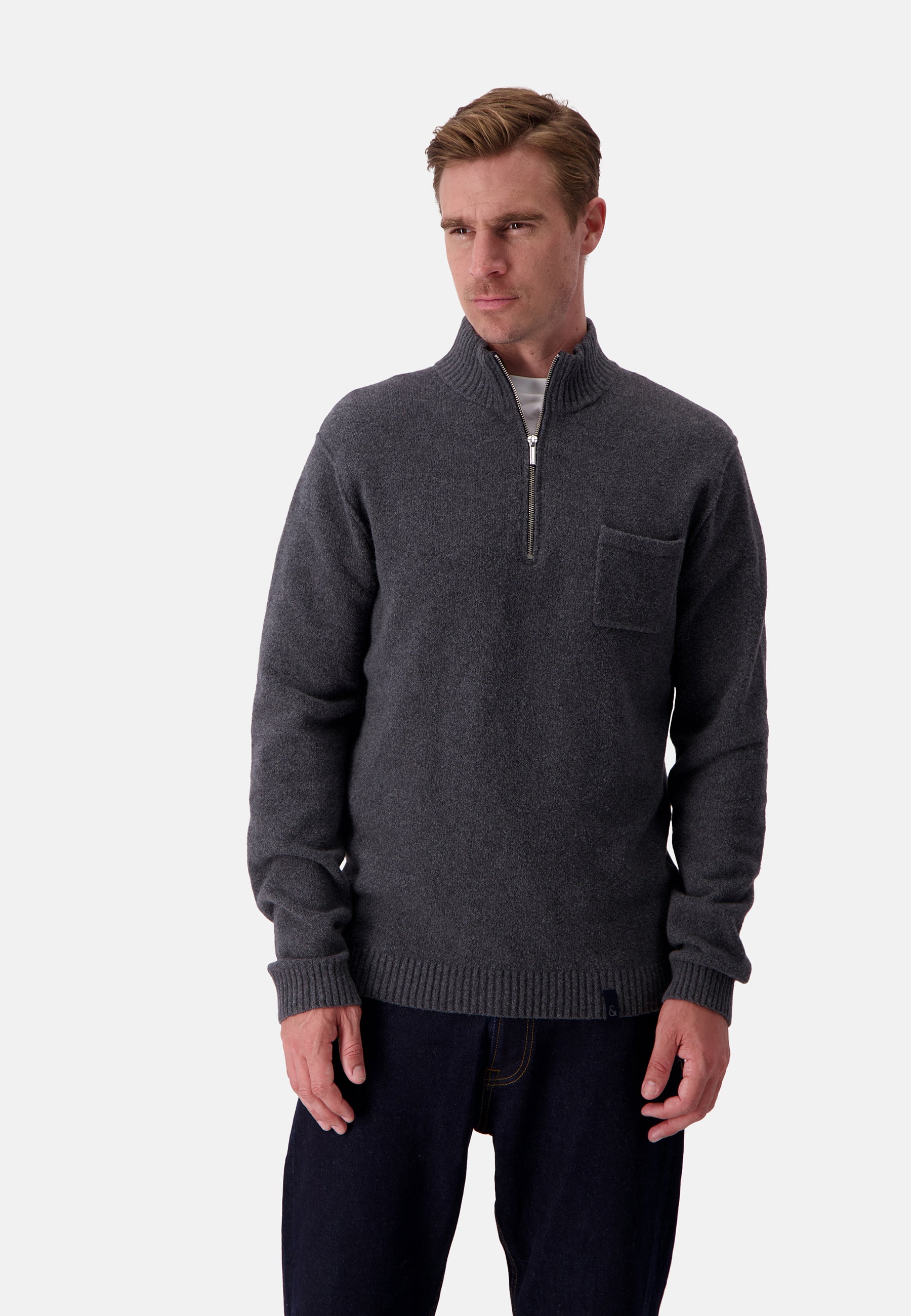 Pull en laine Mock-Zip Touch in Stone Colours and Sons   