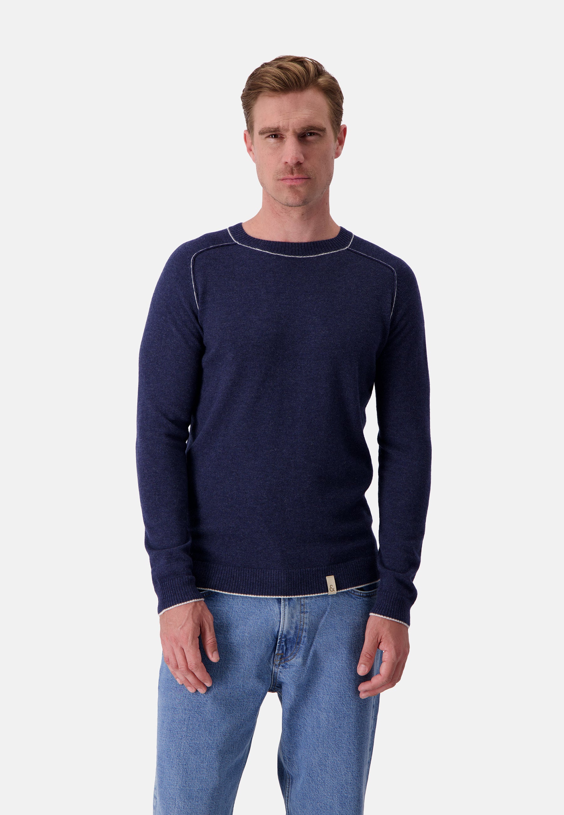 Roundneck Merino Blend in Navy Pullover Colours and Sons   