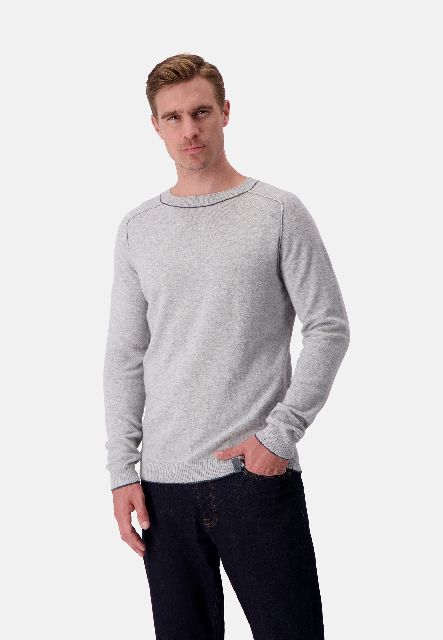 Roundneck Merino Blend in Silver Pullover Colours and Sons   