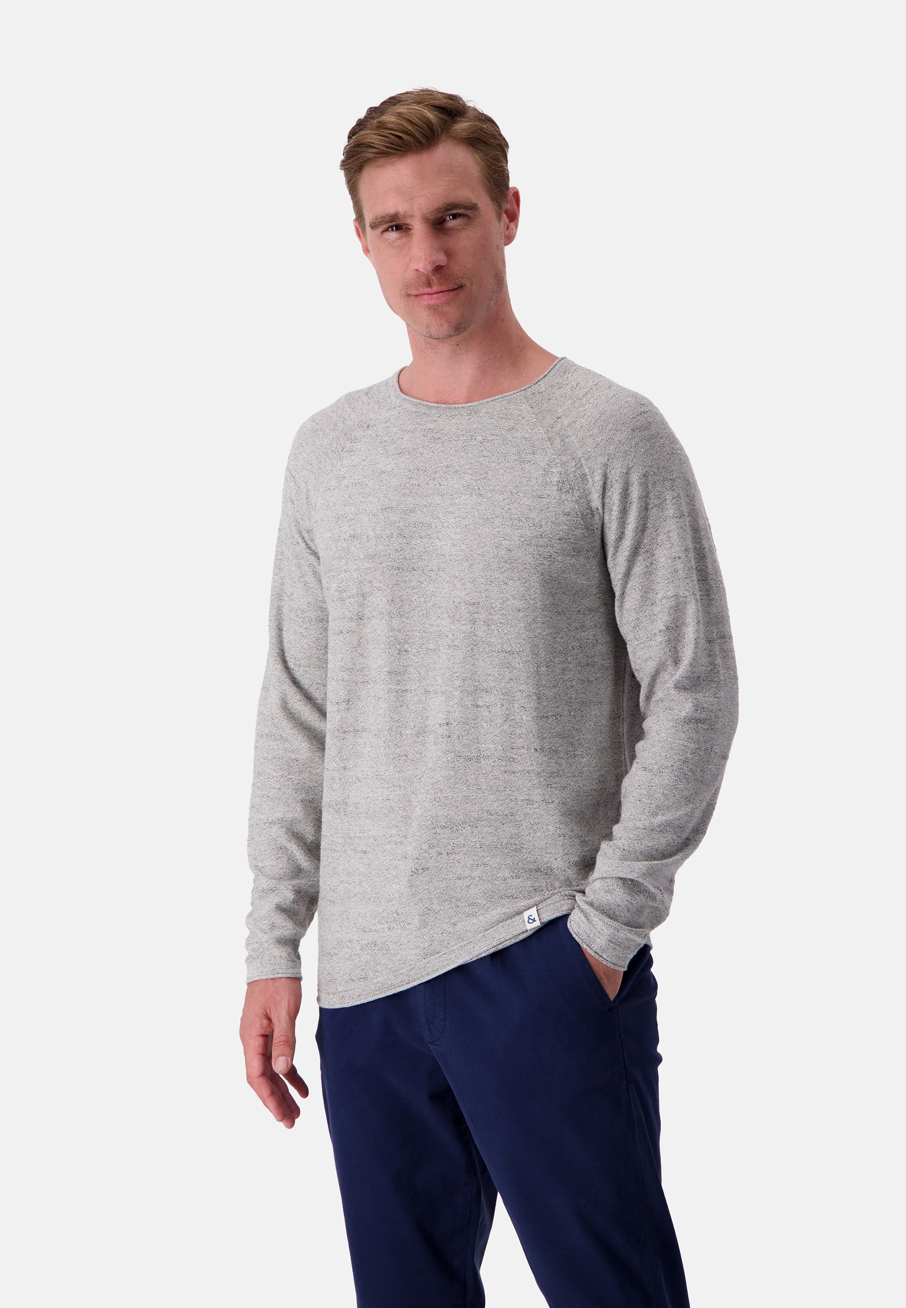 Pull Roundneck Slub en argent Colours and Sons   