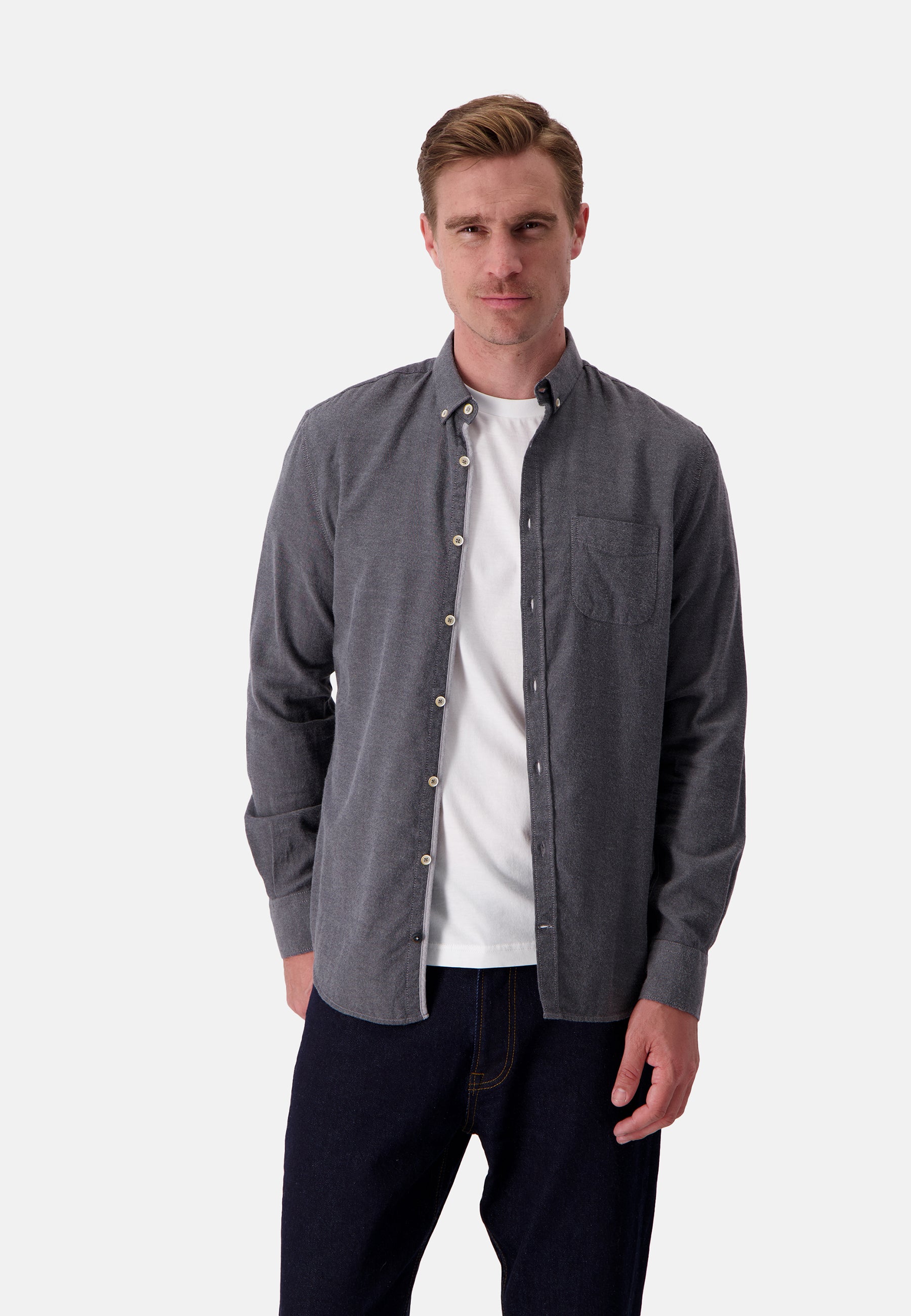 Shirt Brushed Twill in Anthracite Chemises Colours and Sons   