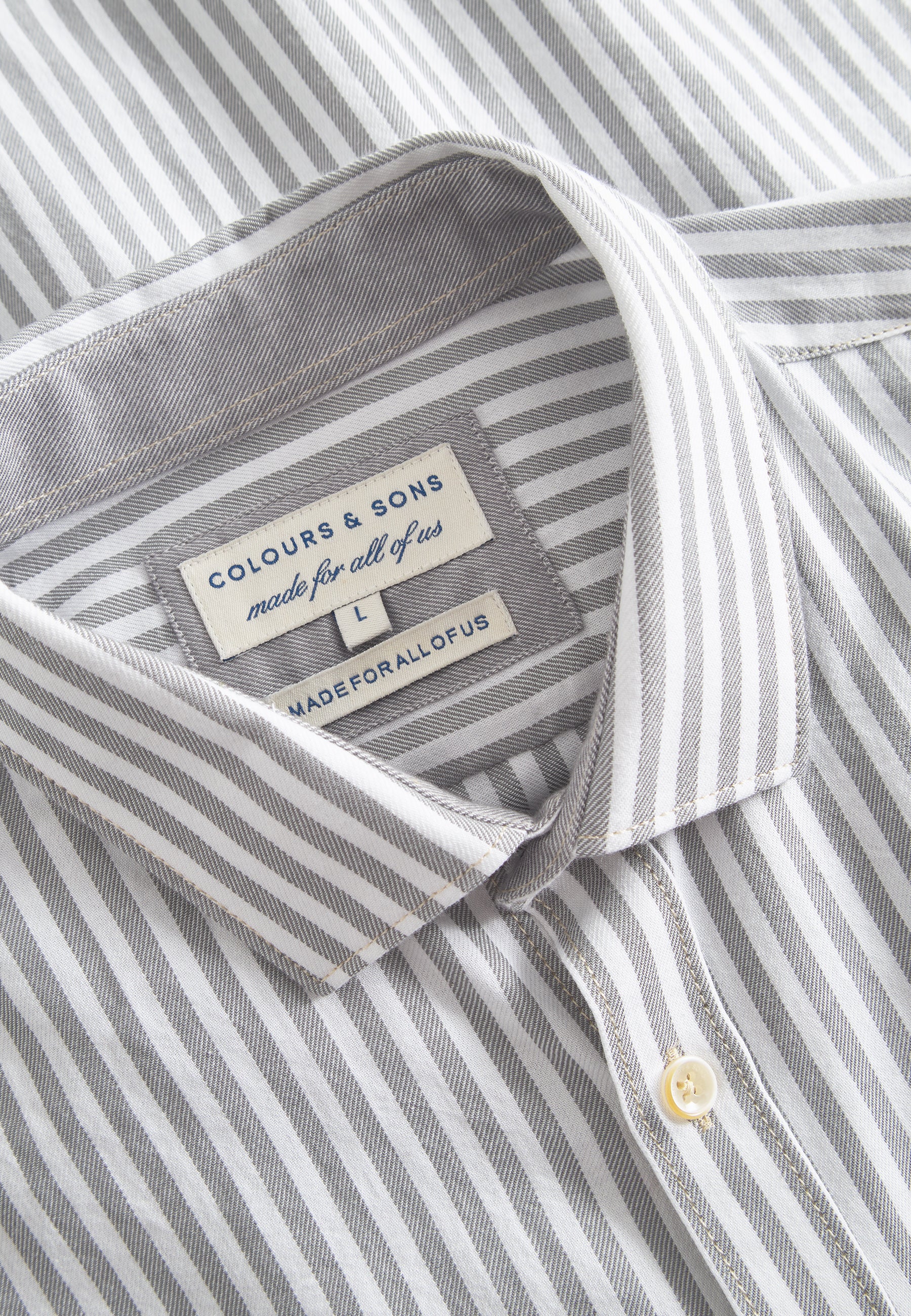 Chemise Brushed Twill Stripes in Silver Stripes Chemises Colours and Sons   