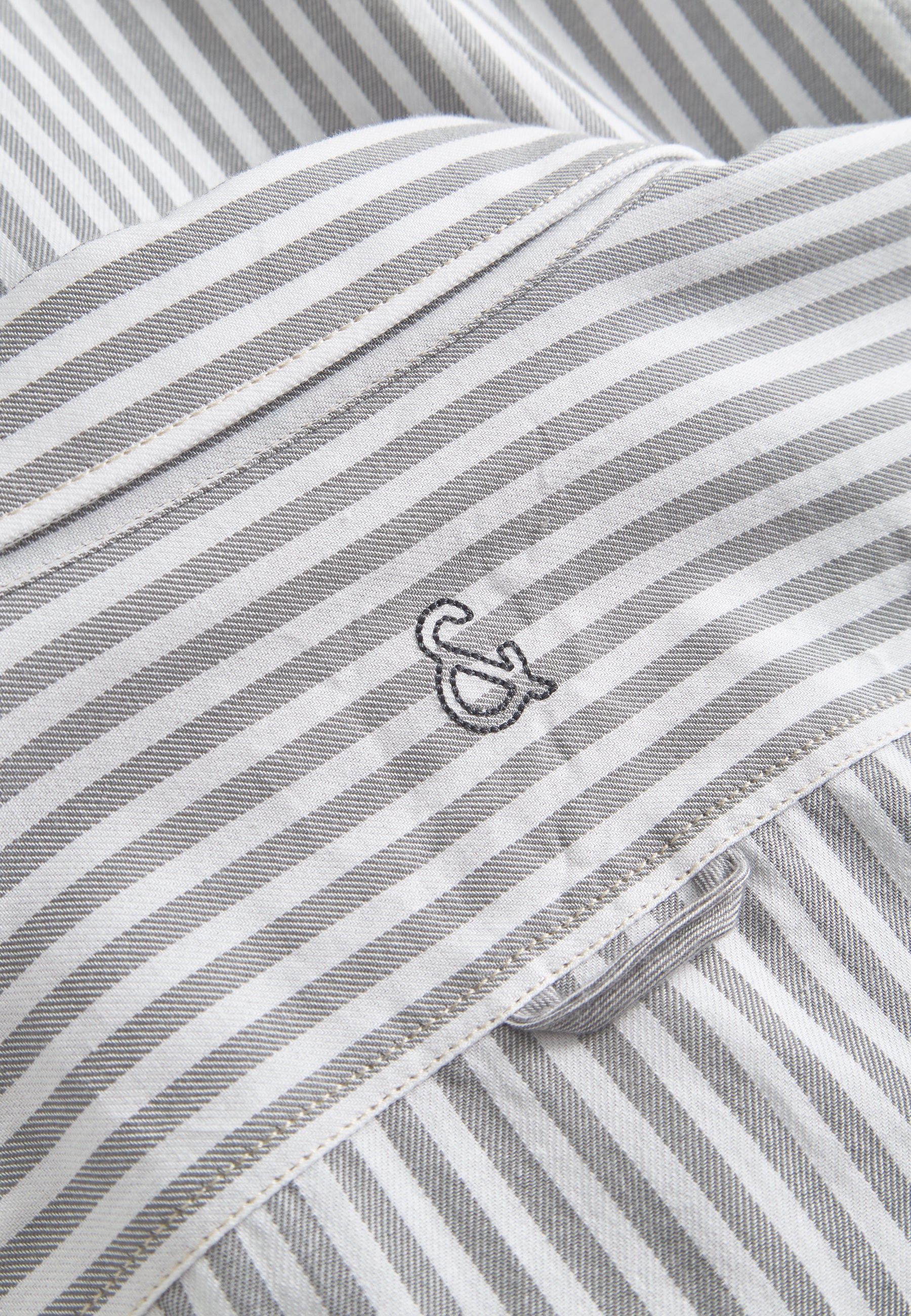 Chemise Brushed Twill Stripes in Silver Stripes Chemises Colours and Sons   