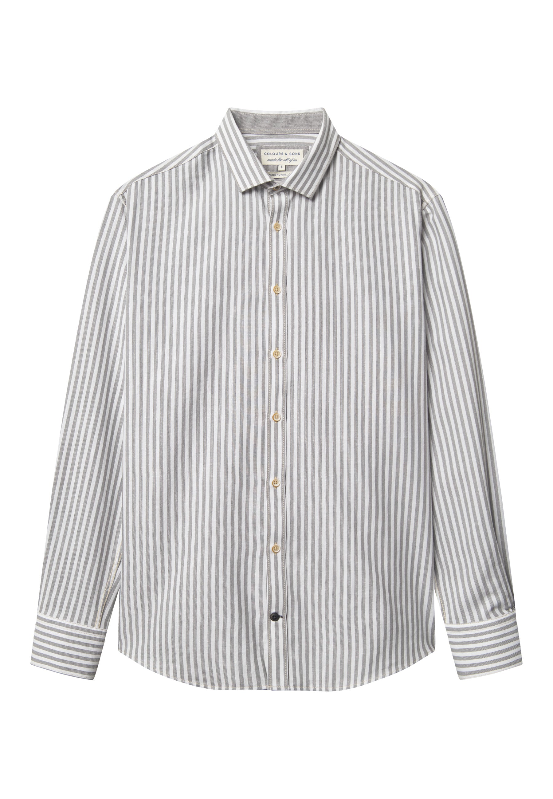 Chemise Brushed Twill Stripes in Silver Stripes Chemises Colours and Sons   