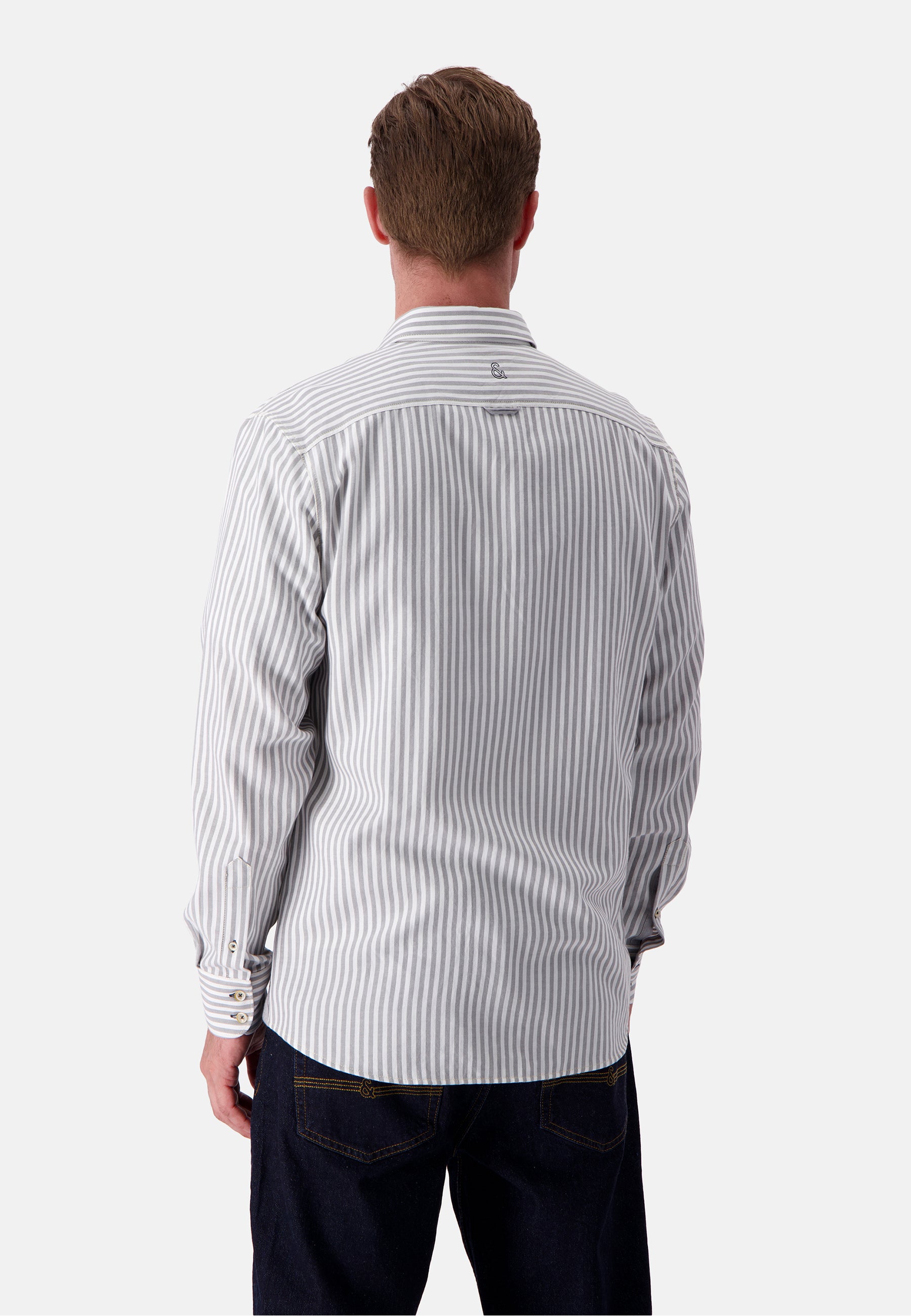 Chemise Brushed Twill Stripes in Silver Stripes Chemises Colours and Sons   