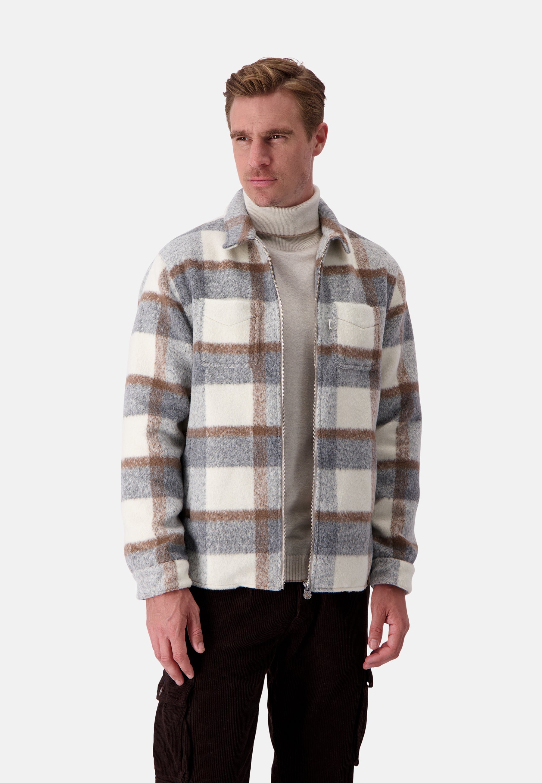 Worker Jacket Zipped in Desert Check Vestes Colours and Sons   