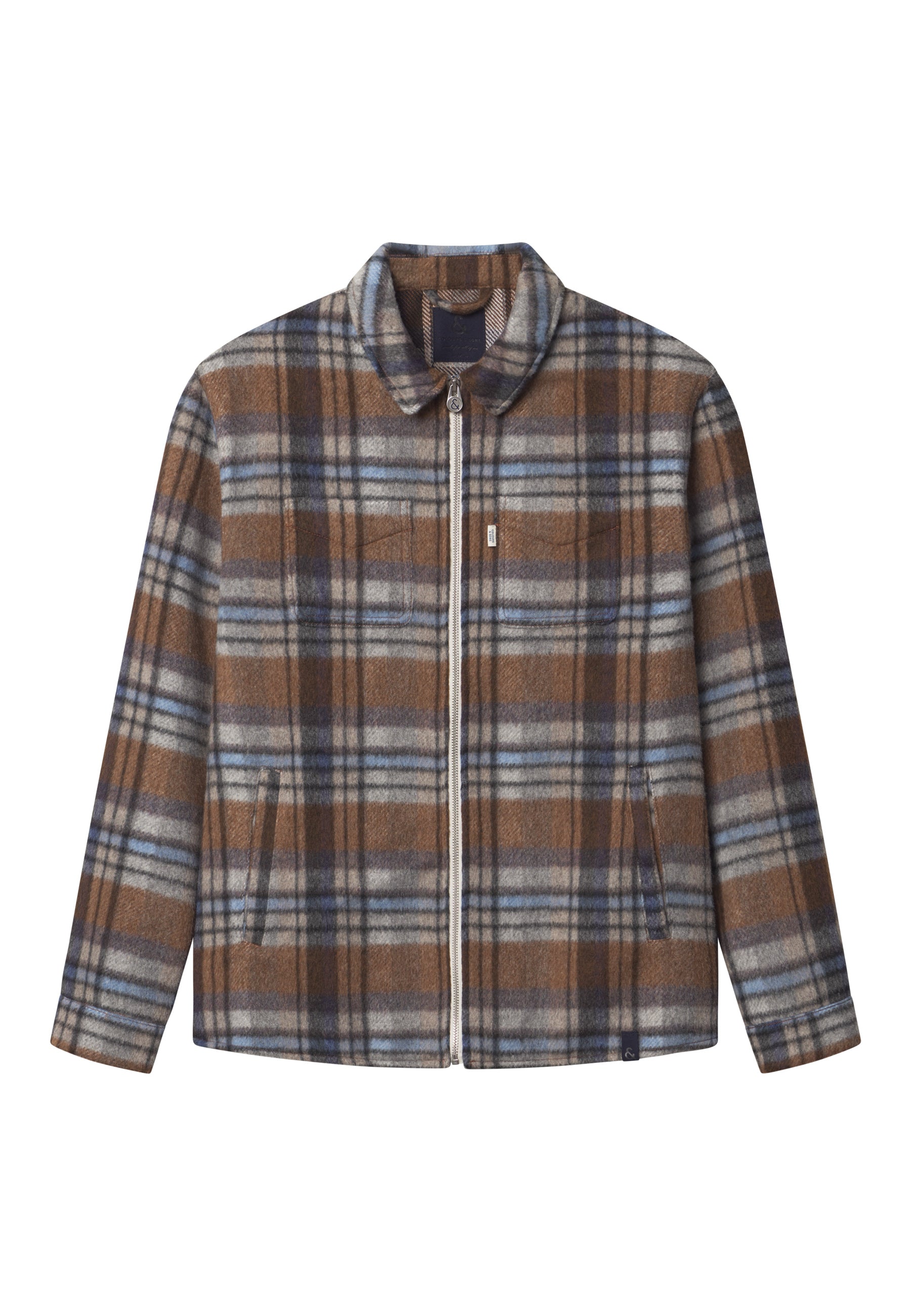 Worker Jacket Zipped in Tobacco Check Vestes Colours and Sons   