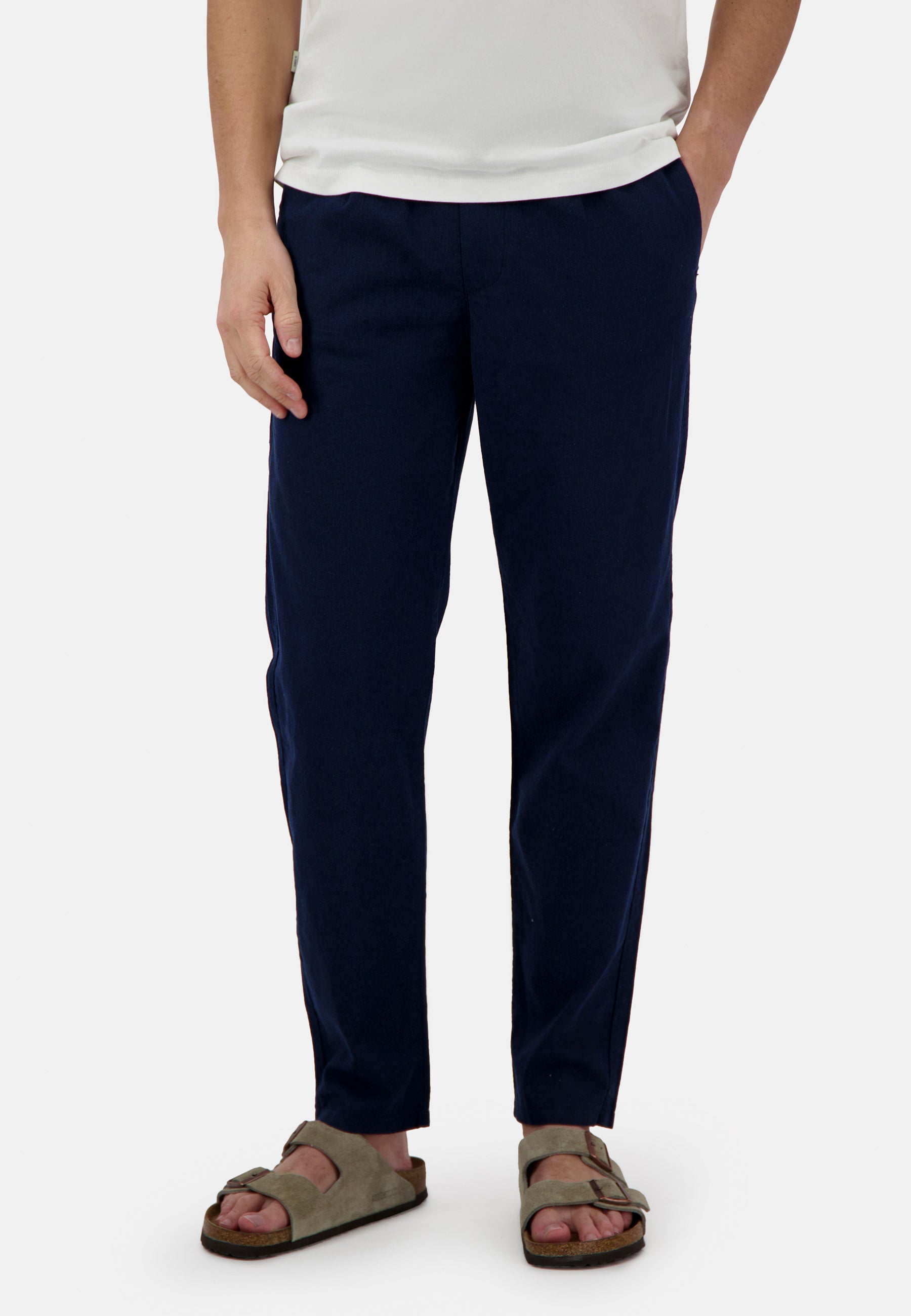 Pants-Cropped Linen dans Pantalon Navy Colours and Sons   