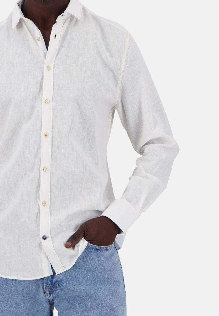 Shirt-Linen Blend Kent in White Chemises Colours and Sons