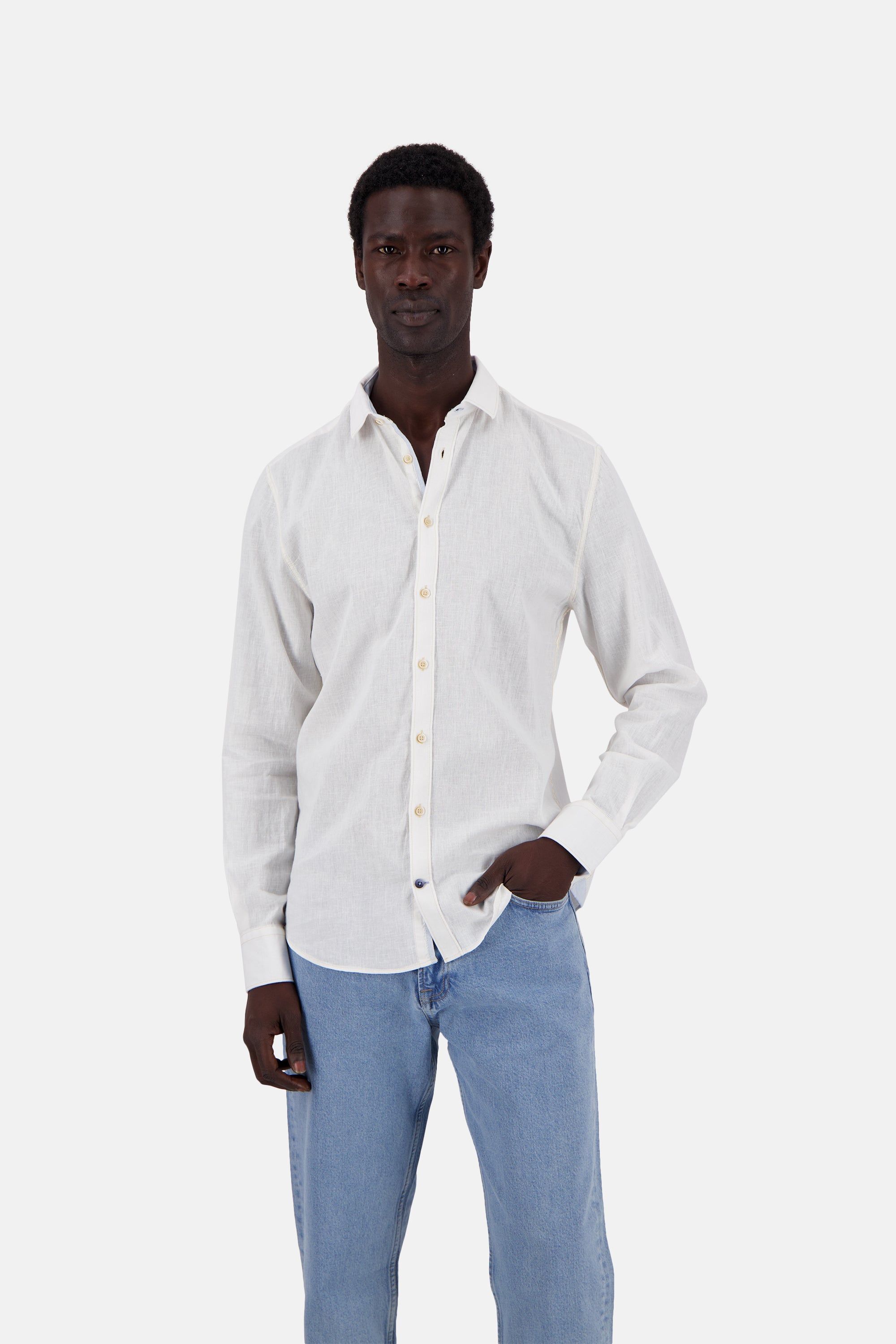 Shirt-Linen Blend Kent in White Chemises Colours and Sons