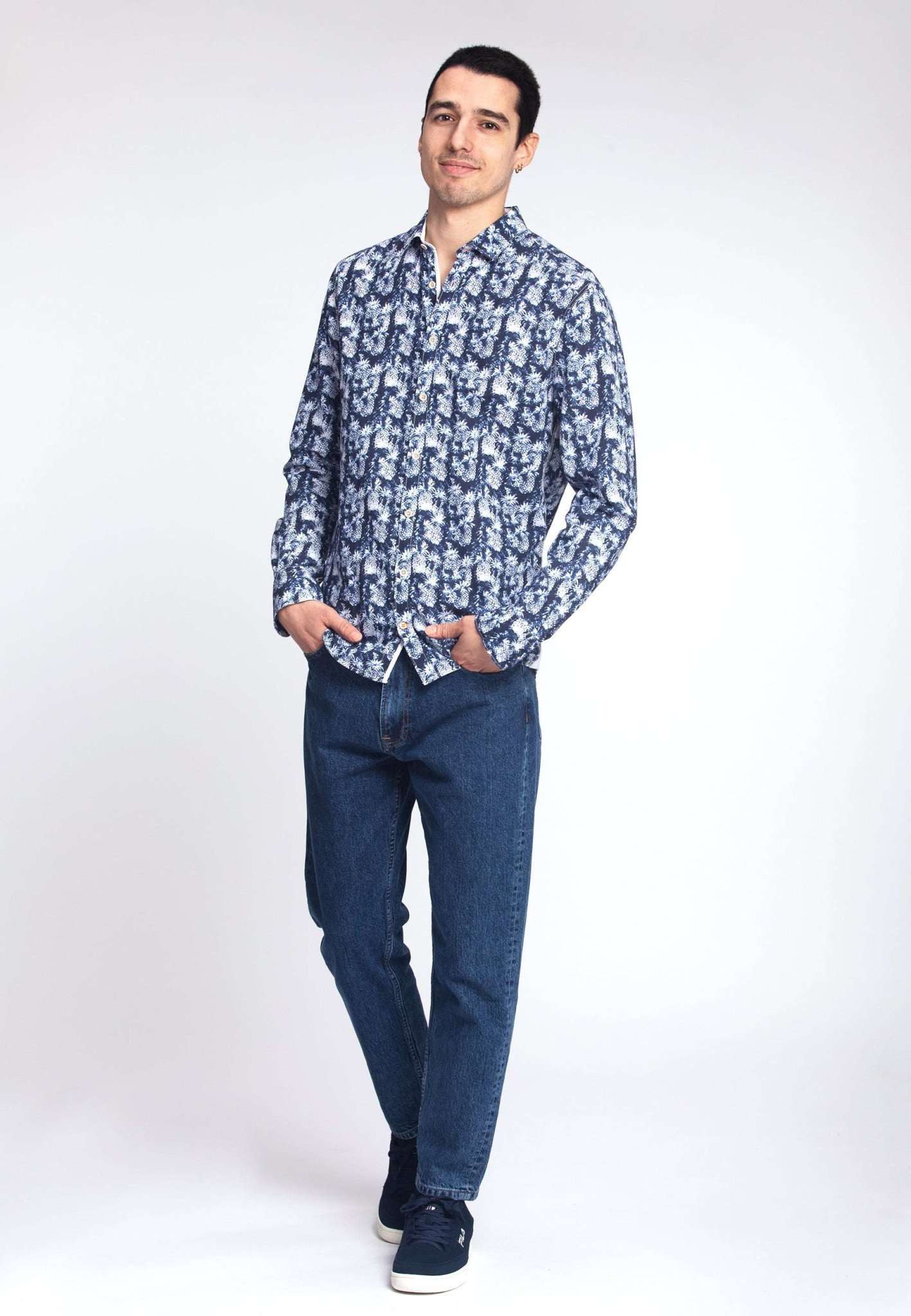 Chemise Blue Pineapples Print in Blue Pineapples Chemises Colours and Sons   