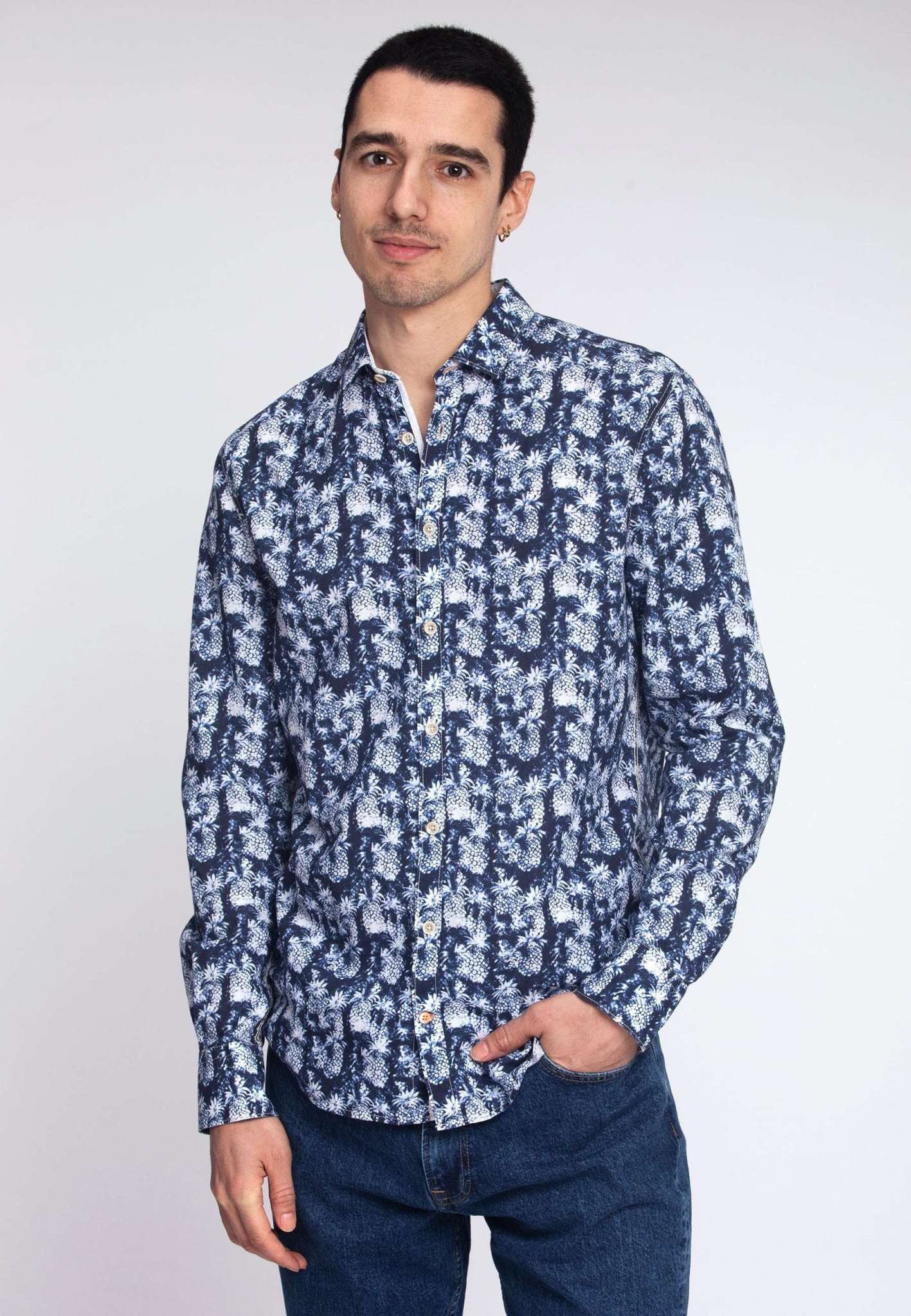 Chemise Blue Pineapples Print in Blue Pineapples Chemises Colours and Sons   