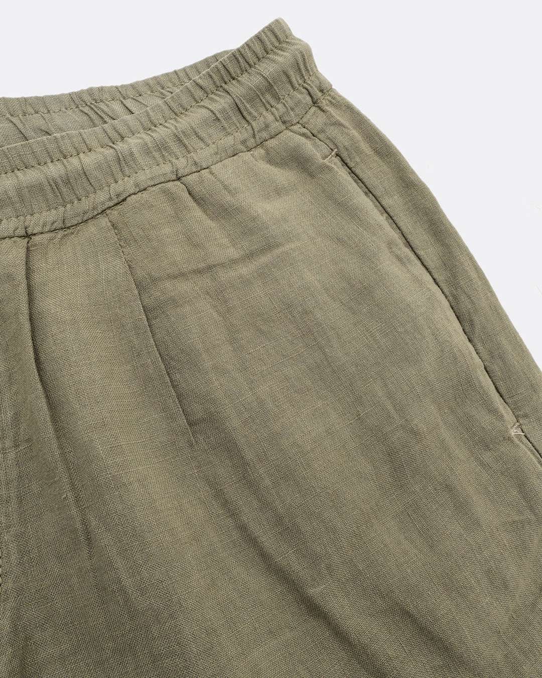Pants Cropped Linen in Olive Pantalon Colours and Sons   
