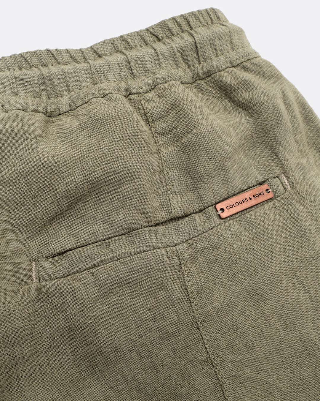 Pants Cropped Linen in Olive Pantalon Colours and Sons   