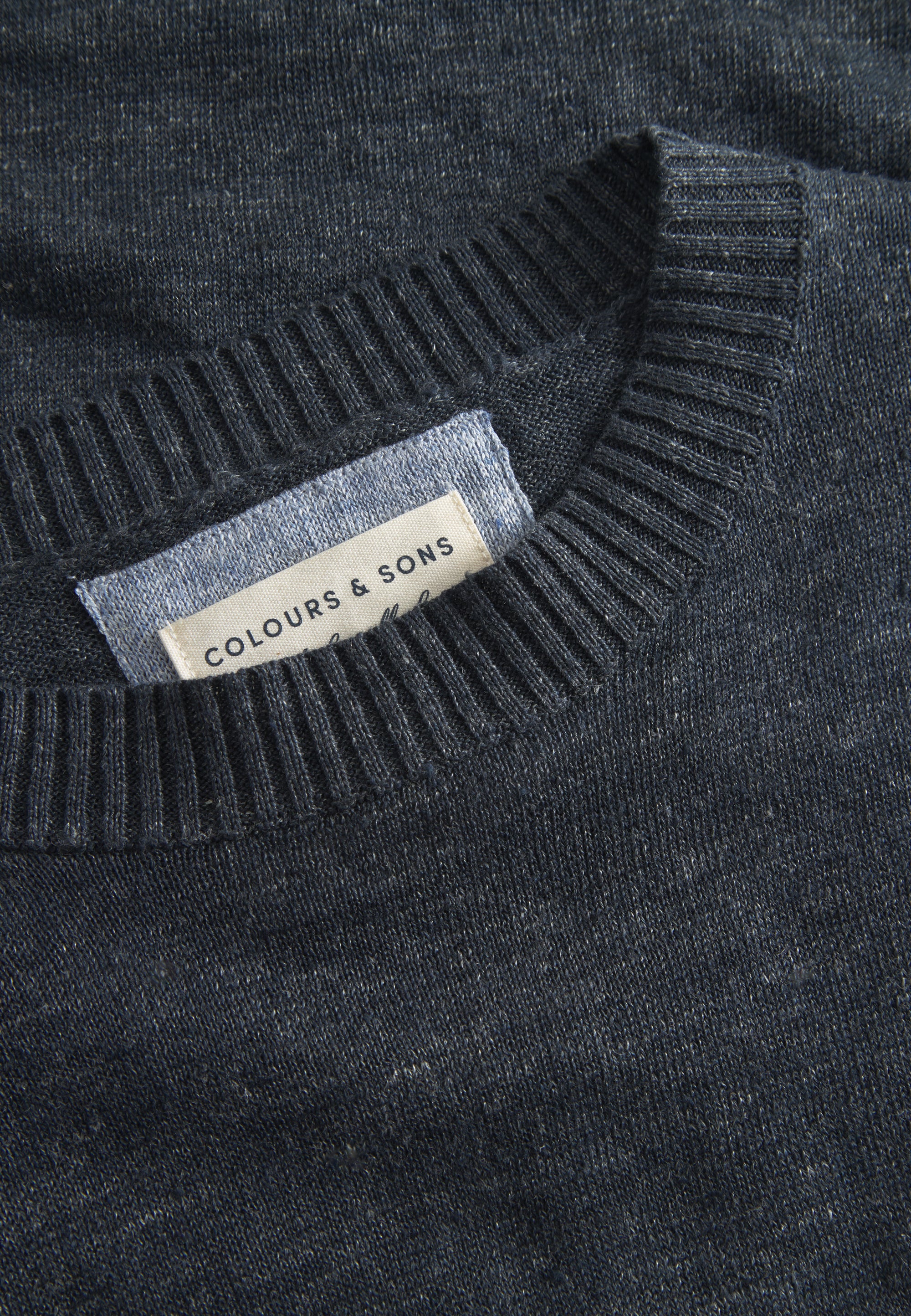 Roundneck-Linen en bleu marine Pullover Colours and Sons   