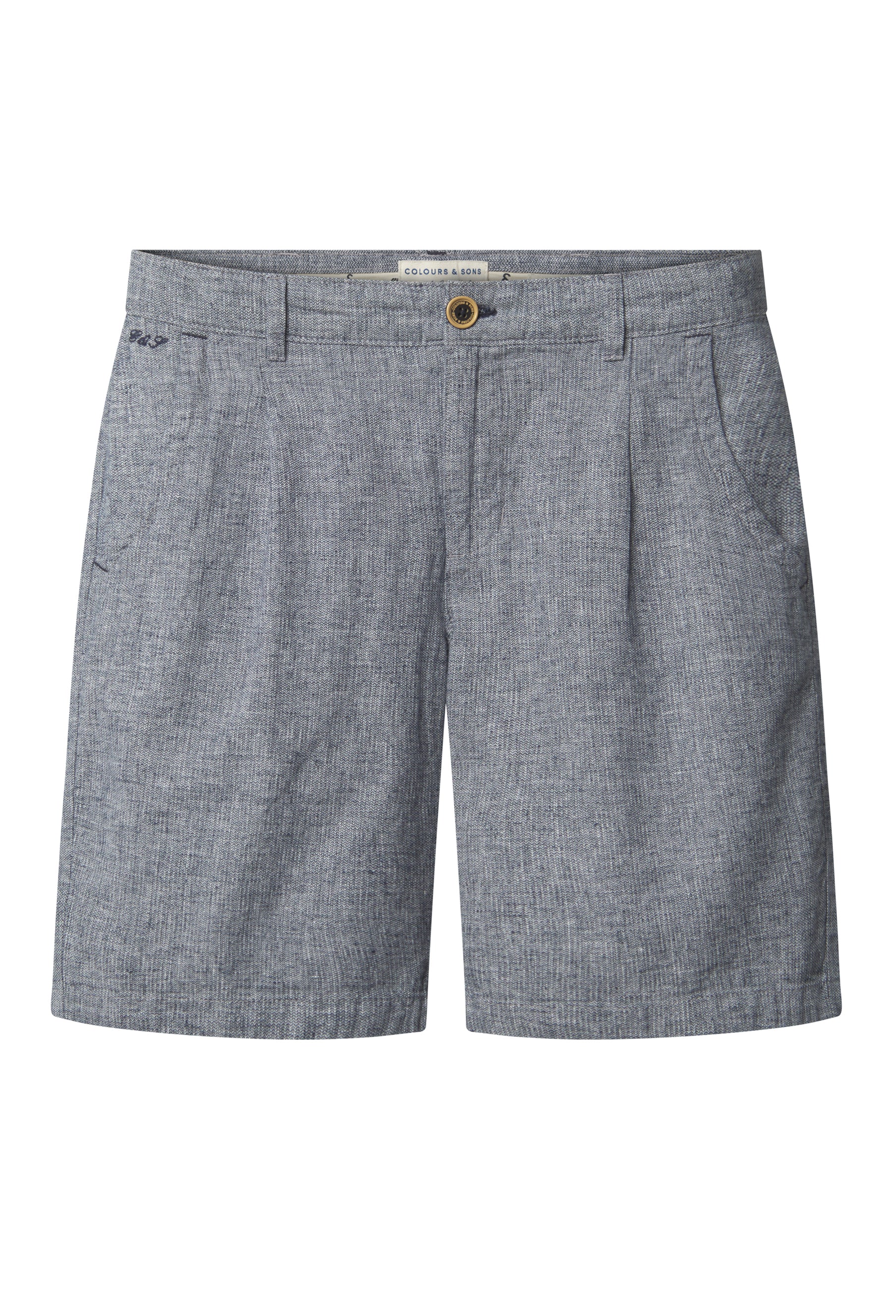 Short-Linen Blend Check in River Twill Shorts Colours and Sons   