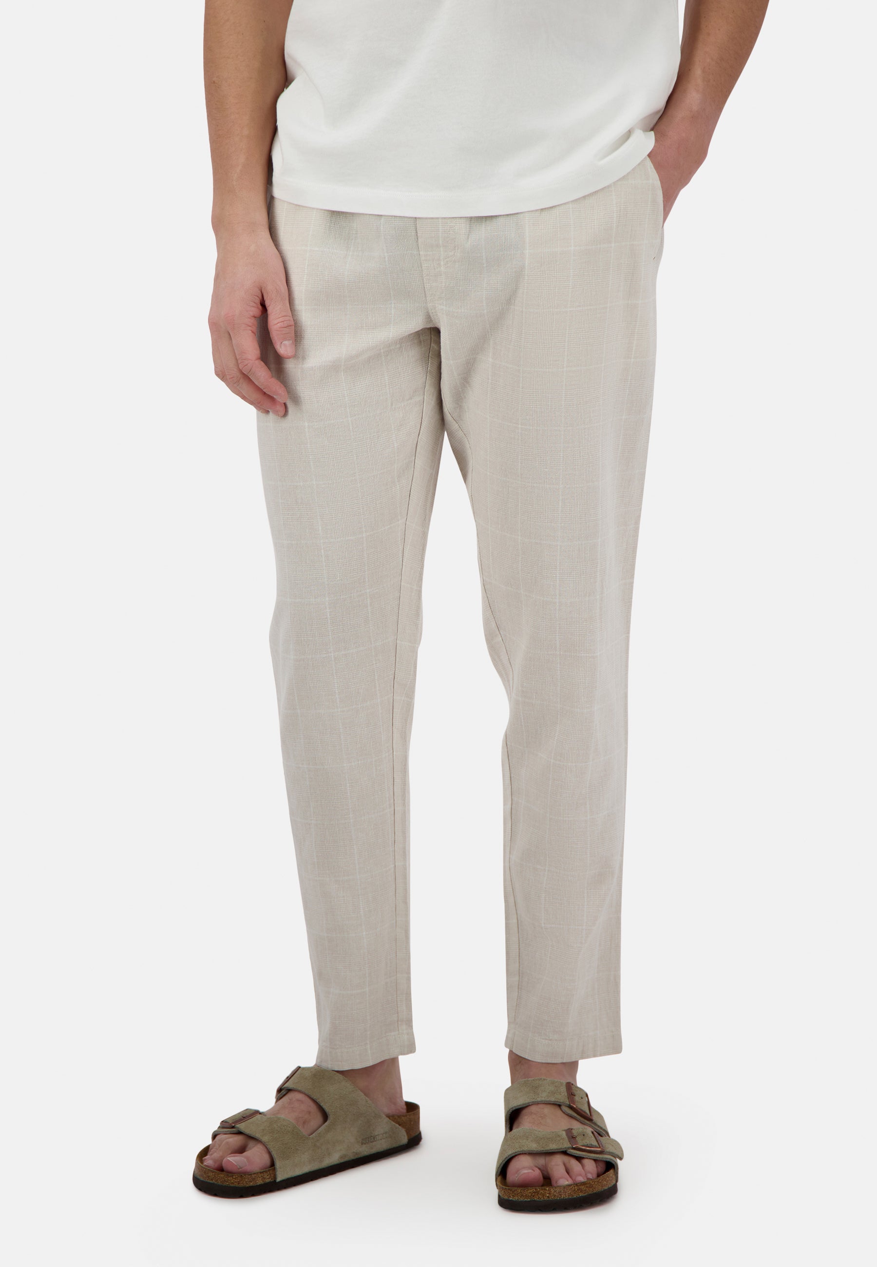 Chino-Linen Blend Check dans le pantalon Tent Check Colours and Sons   