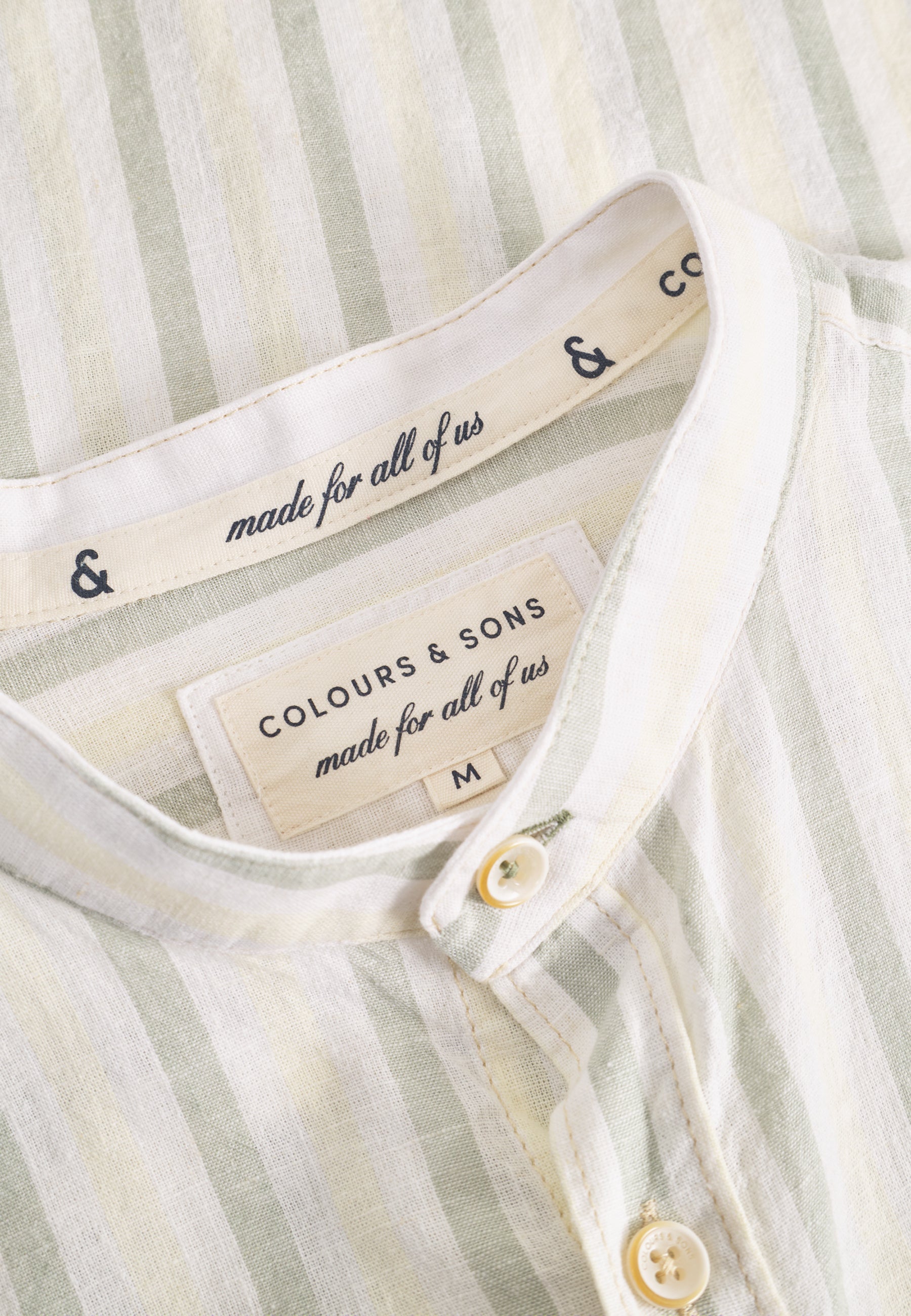 Shirt-Linen Blend Stripes in Matcha-Sake Chemises Colours and Sons