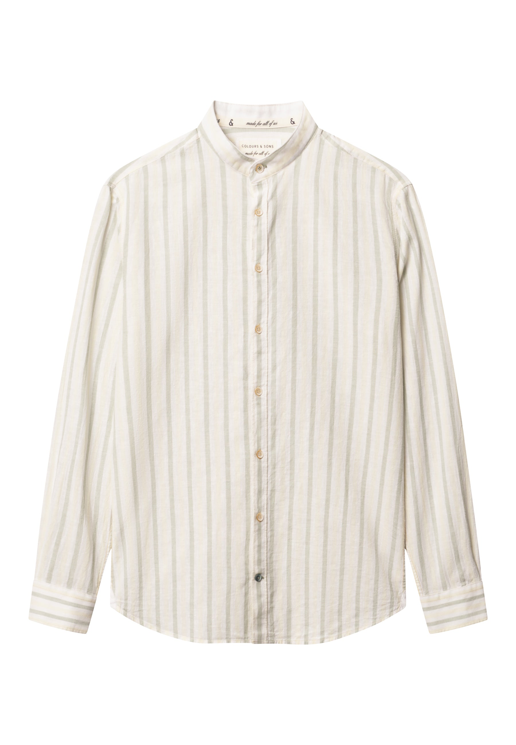 Shirt-Linen Blend Stripes en matcha-sake