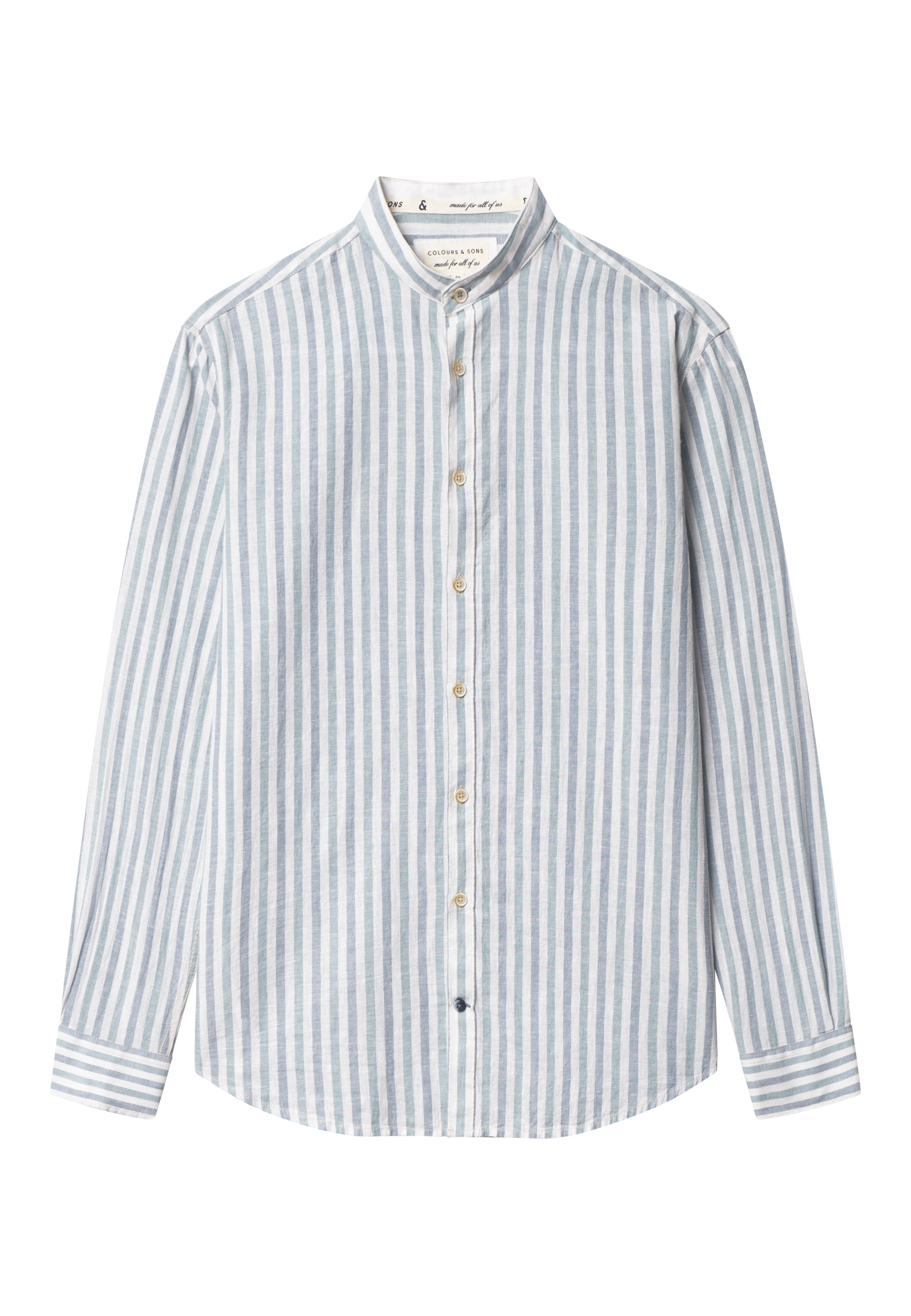 Shirt-Linen Blend Stripes dans Kimono-Great Wave