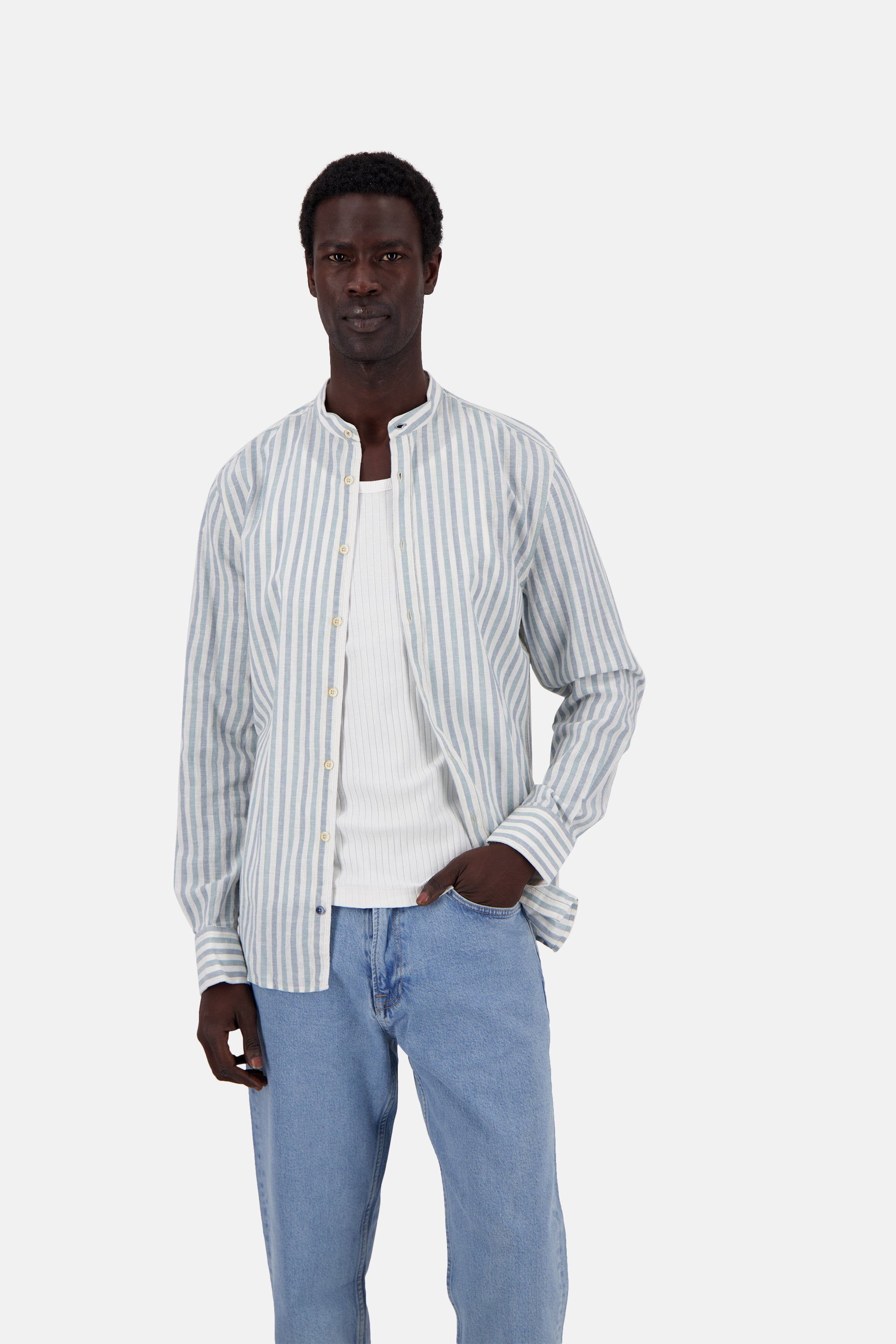 Shirt-Linen Blend Stripes in Kimono-Great Wave Chemises Colours and Sons