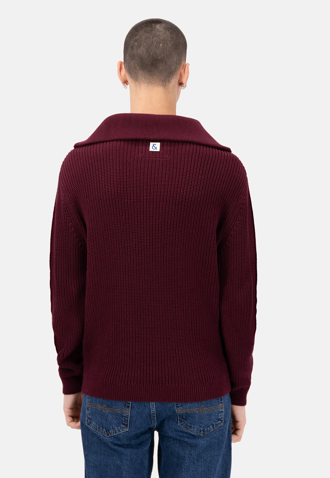 Mock-Zip-Half Cardigan Stitch in Merlot Pullover Colours and Sons   