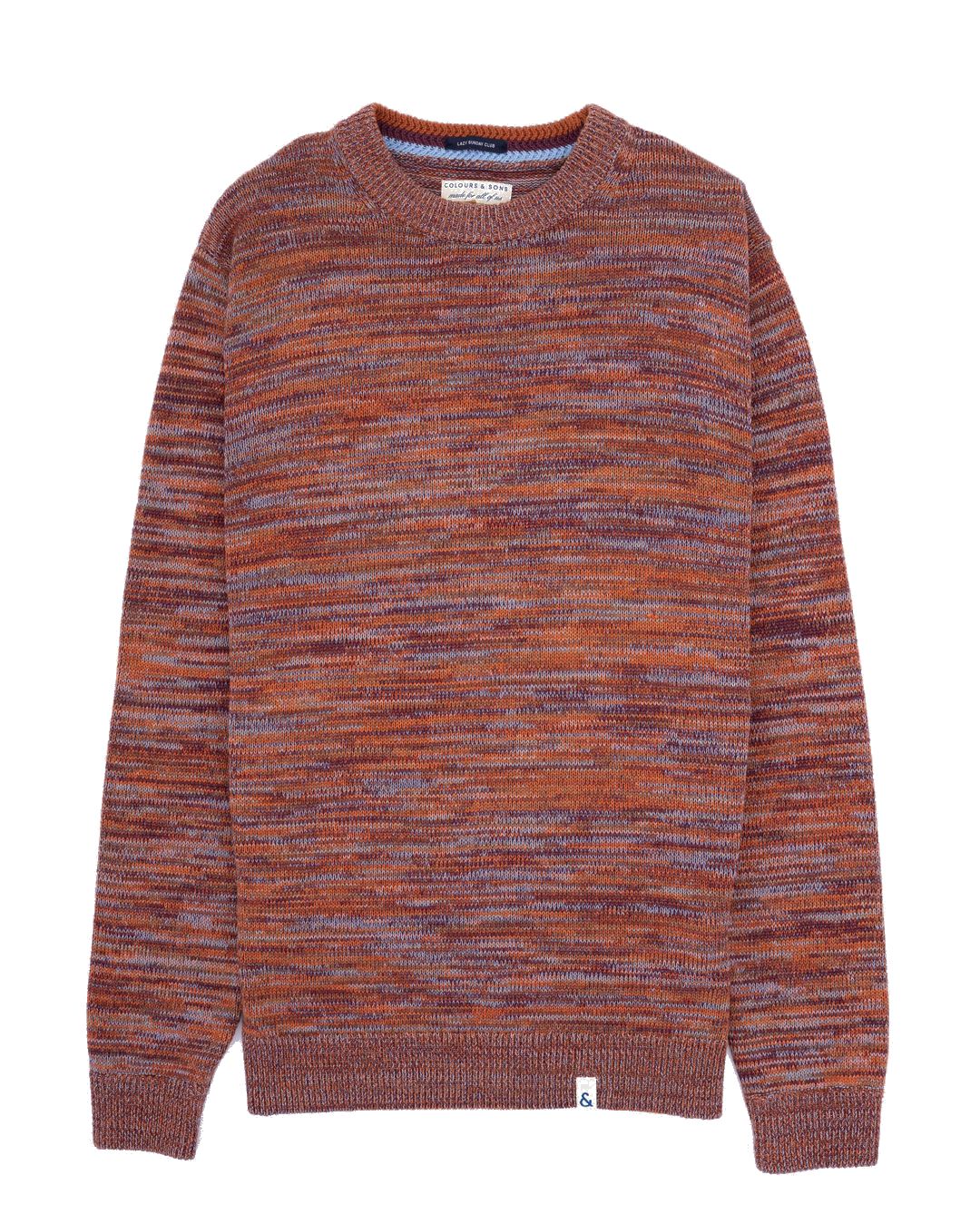 Roundneck-Mouliné en Merlot Mouliné Pull-over Colours and Sons   