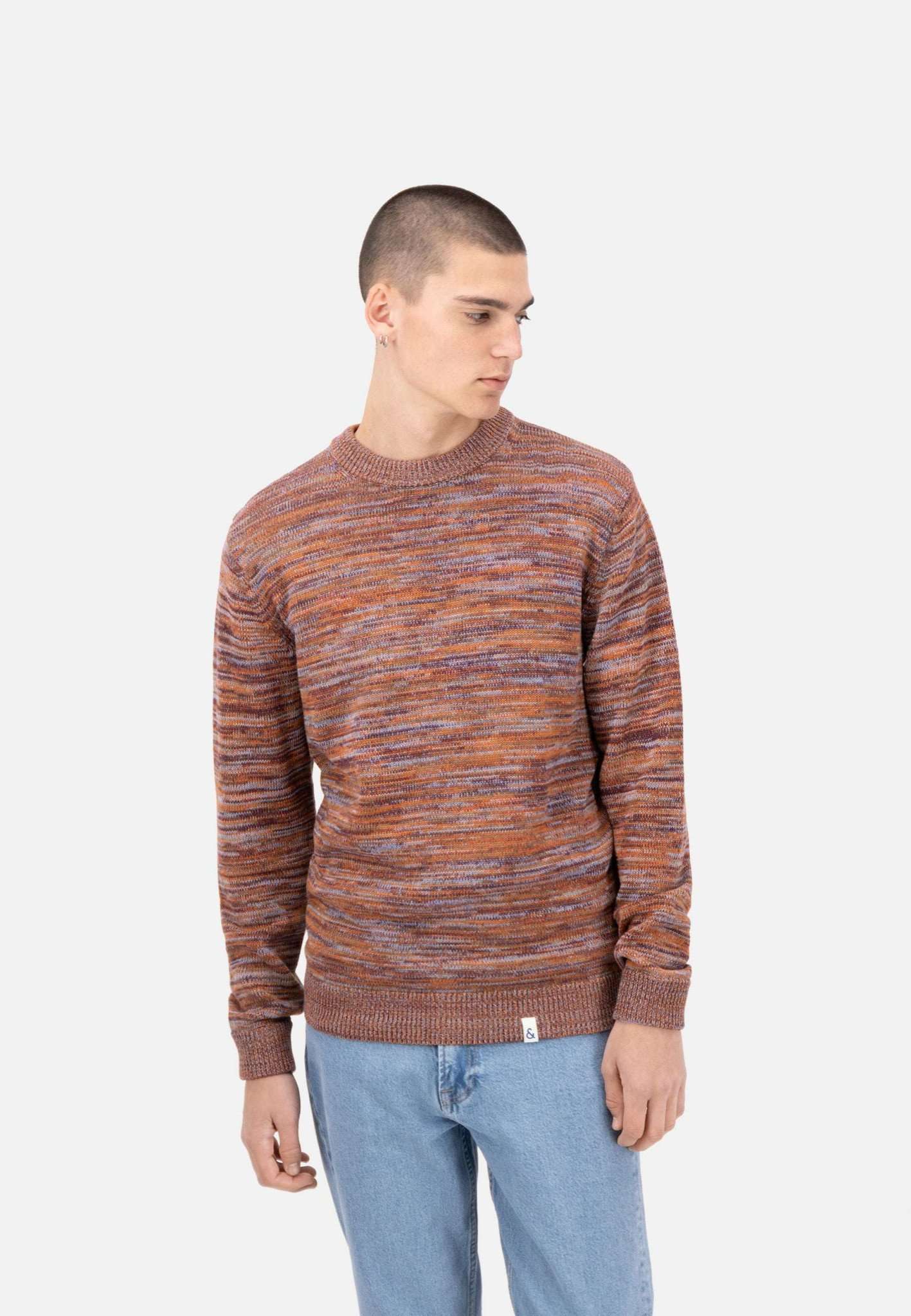 Roundneck-Mouliné en Merlot Mouliné Pull-over Colours and Sons   