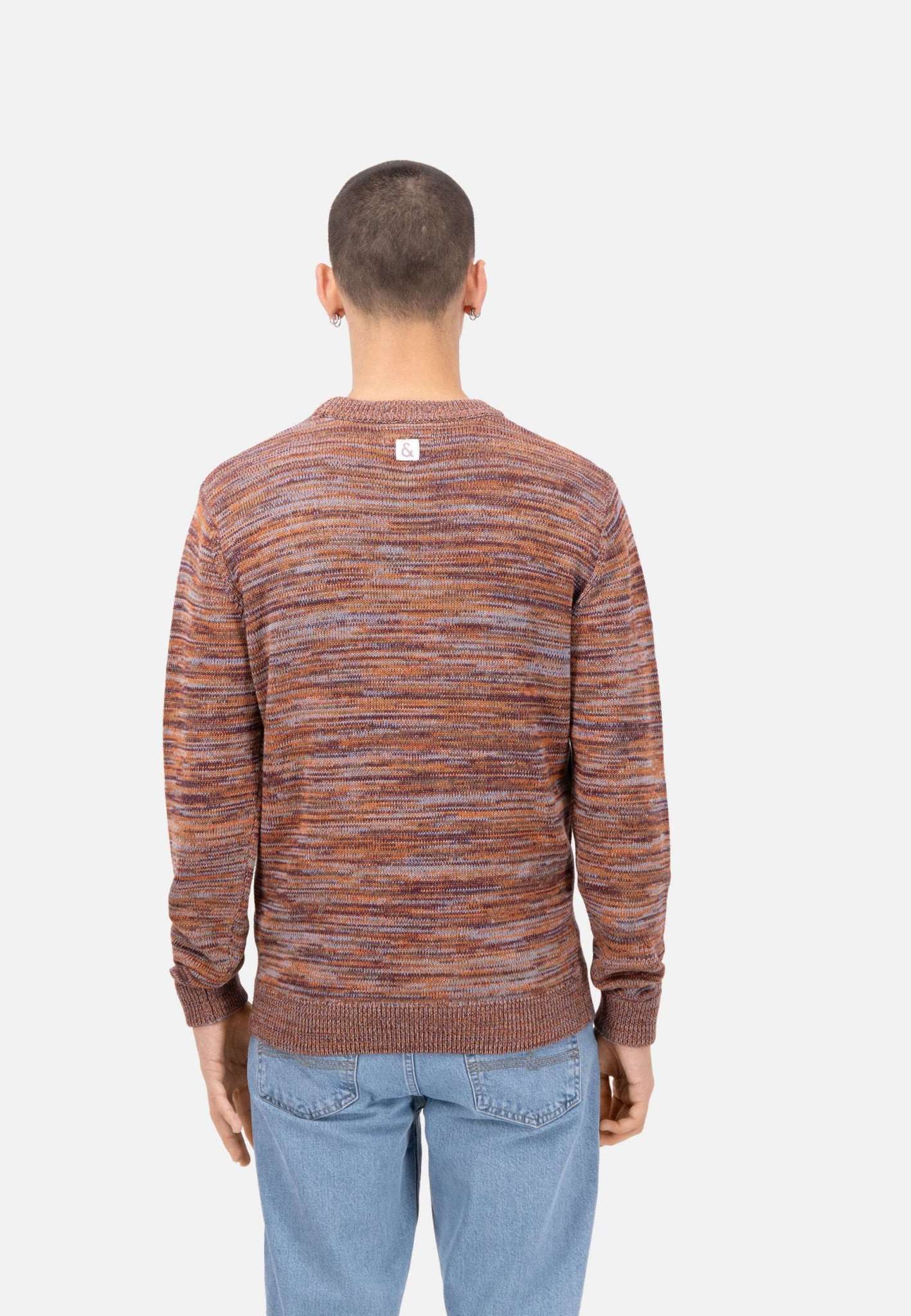 Roundneck-Mouliné en Merlot Mouliné Pull-over Colours and Sons   