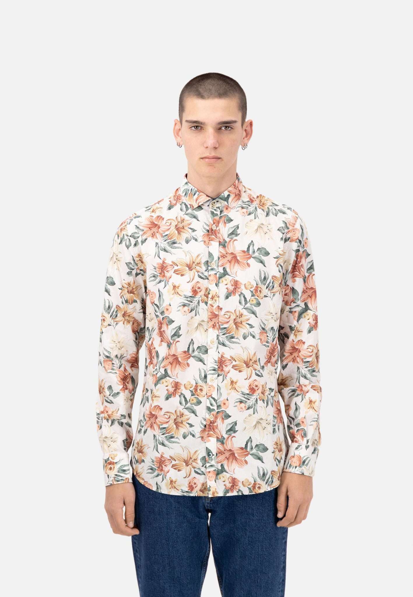 Shirt-Flower Print in Orange Flowers Chemises Colours and Sons   