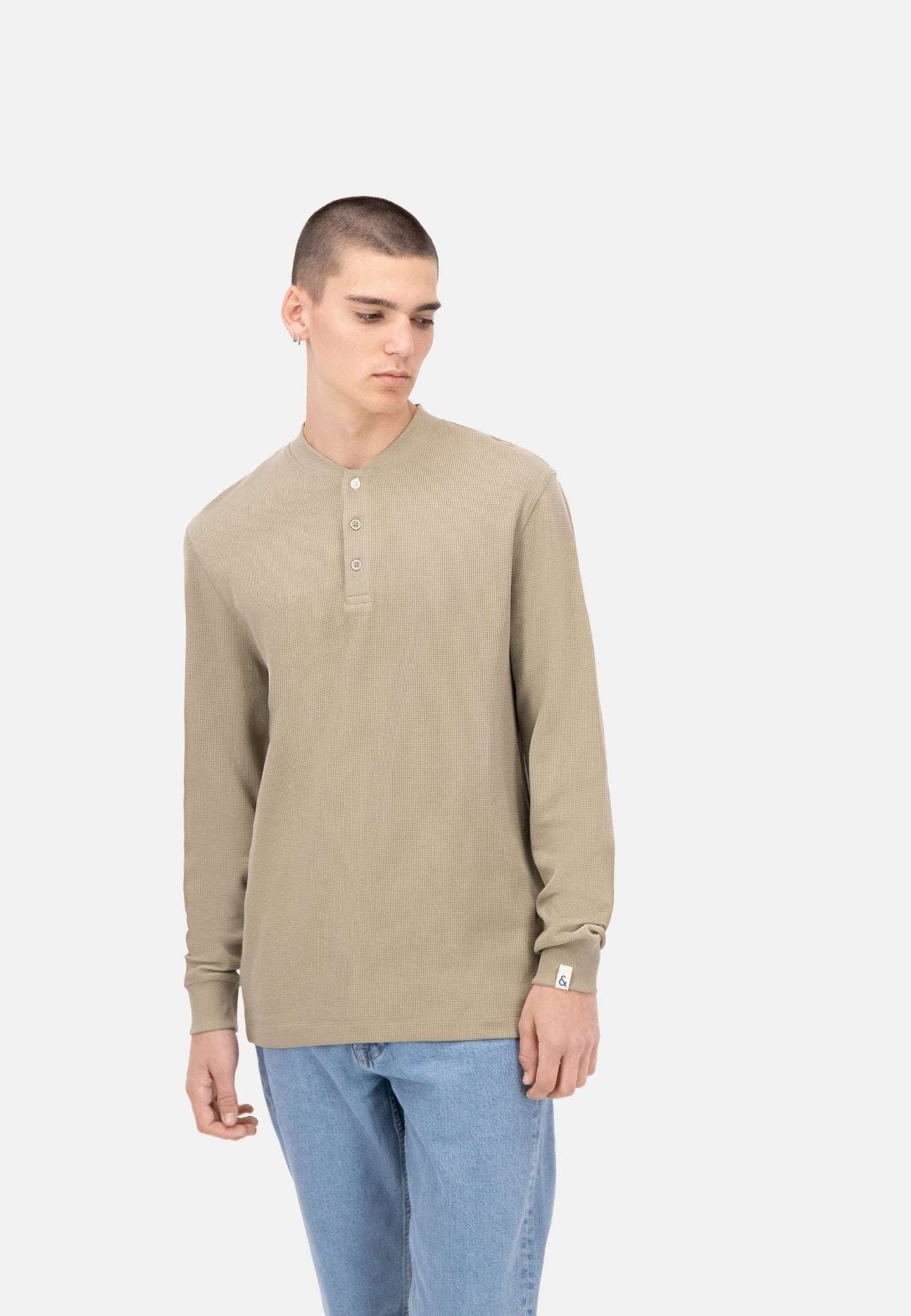 Serafino-Waffle in Light Olive Sweatshirts Colours and Sons   