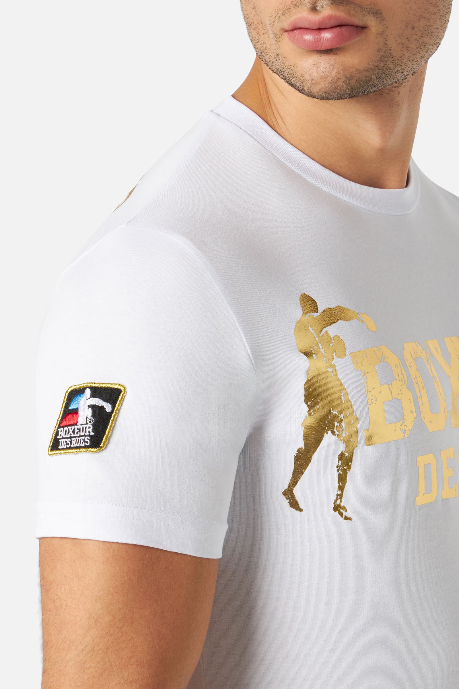 T-Shirt Boxeur Street 2 en blanc-or T-Shirts Boxeur des Rues   