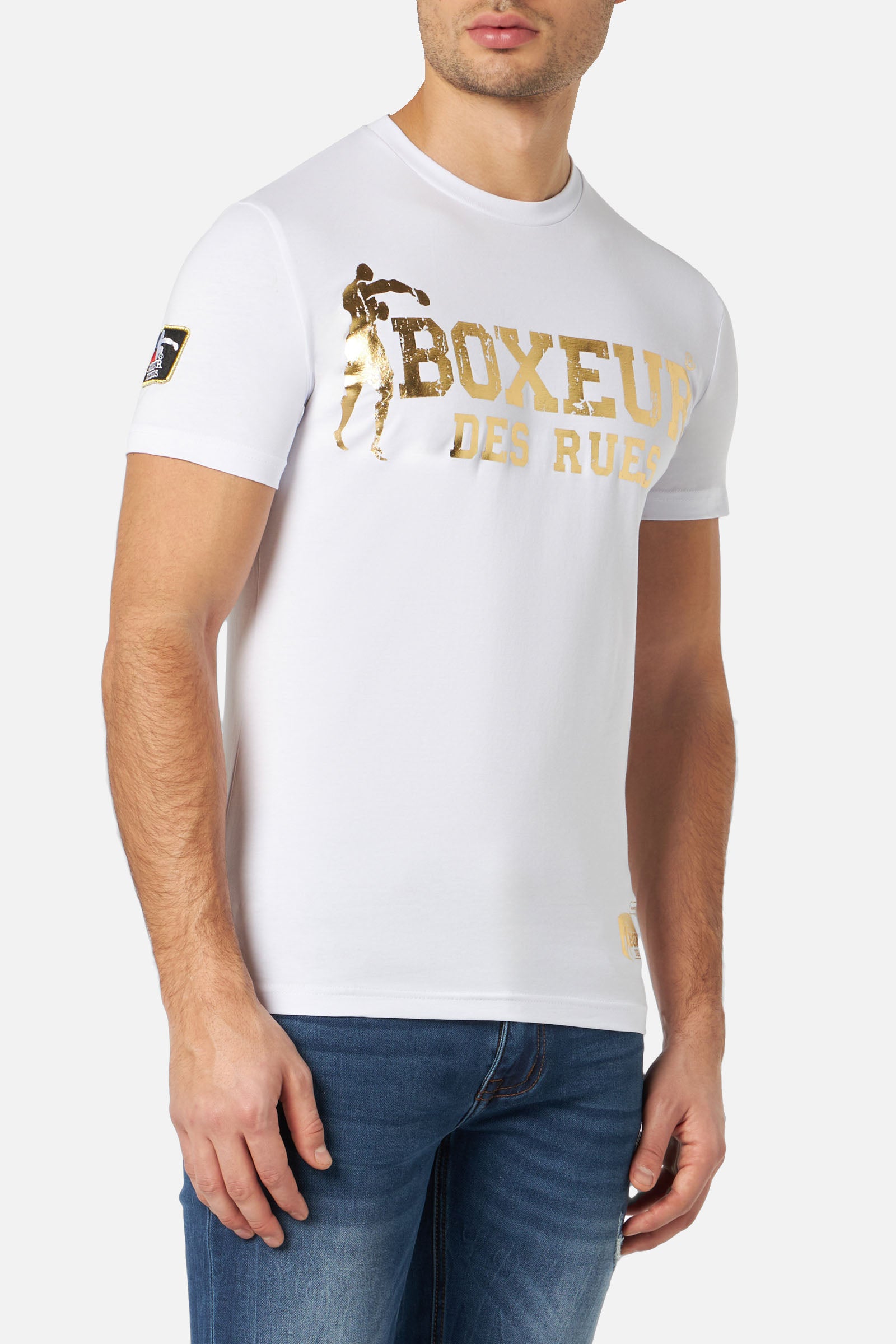 T-Shirt Boxeur Street 2 en blanc-or T-Shirts Boxeur des Rues   