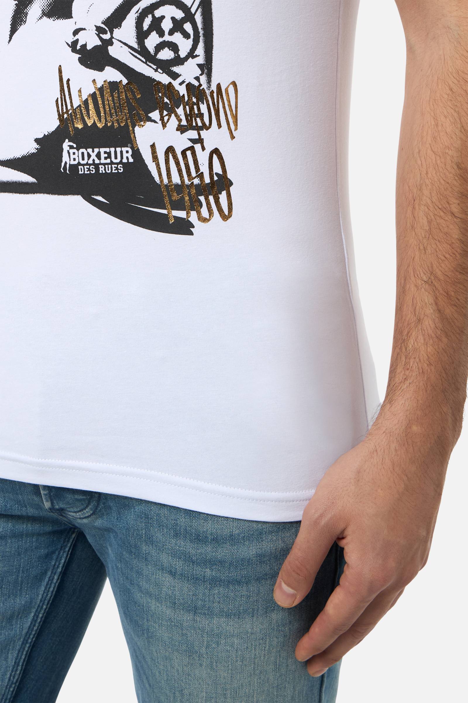 T-shirt graphique blanc-or
