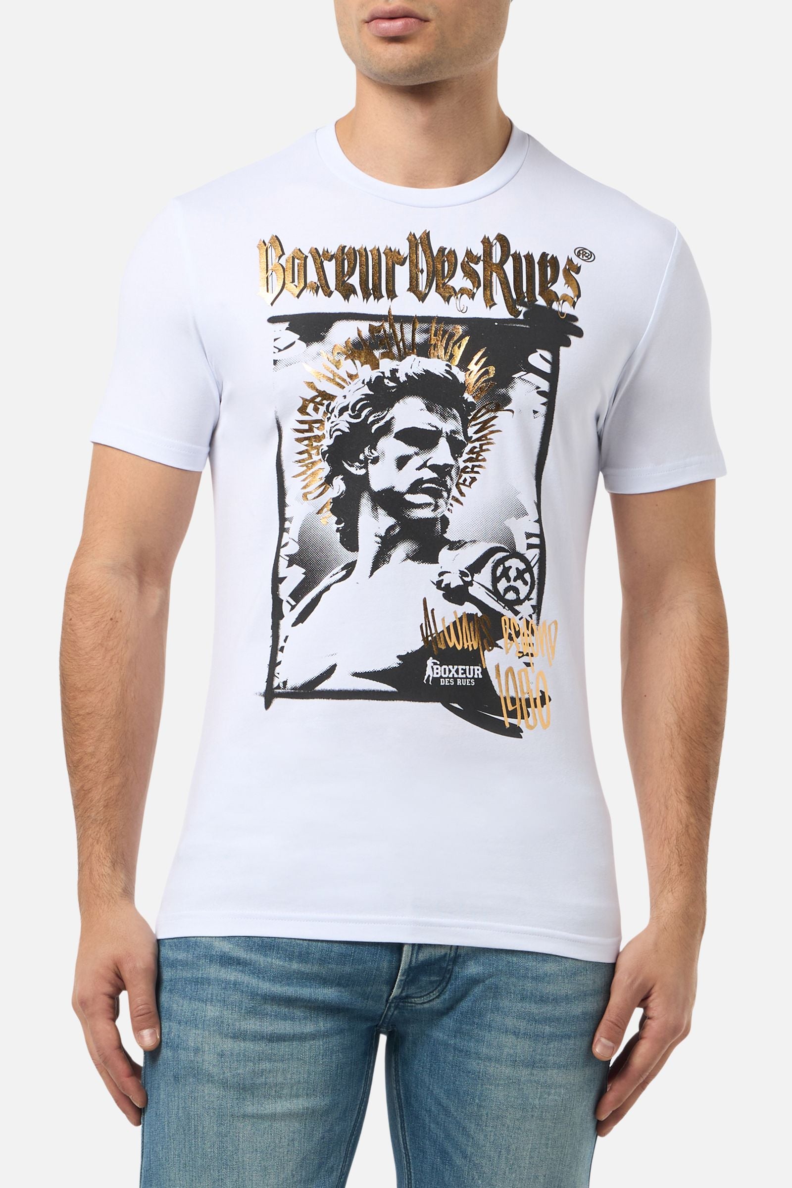 T-shirt graphique blanc-or
