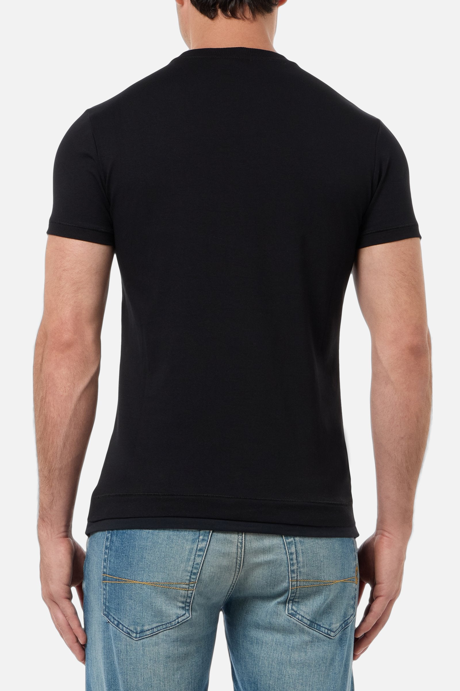 T-shirt imprimé à col rond en noir et or T-shirts Boxeur des Rues
