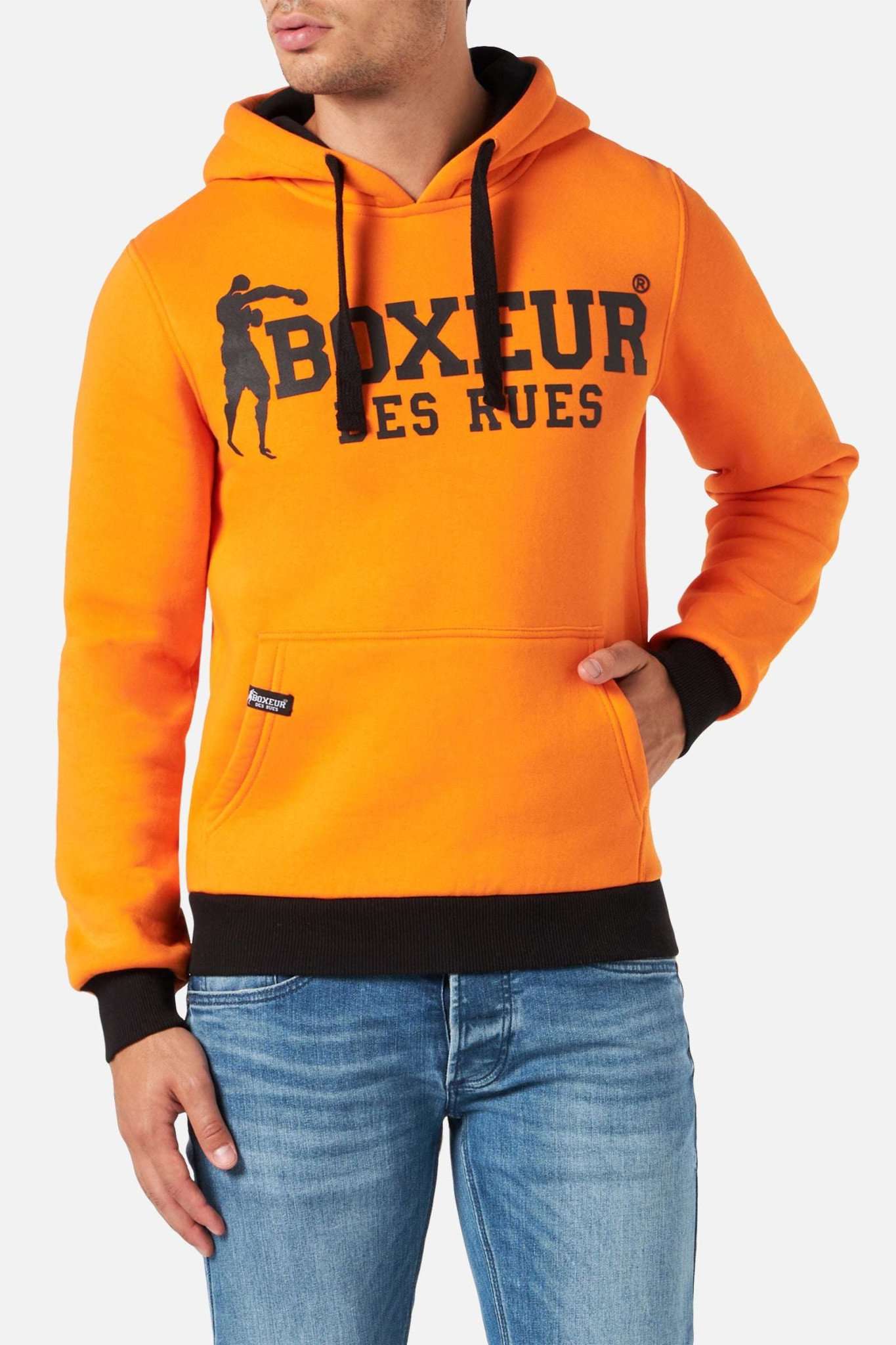 Sweatshirt à capuche orange Man Hoodie Boxeur des Rues   