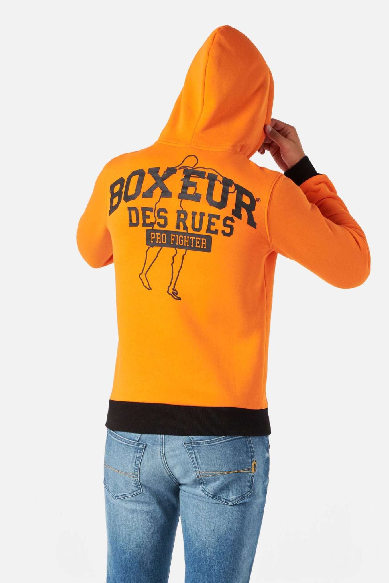 Sweatshirt à capuche orange Man Hoodie Boxeur des Rues   