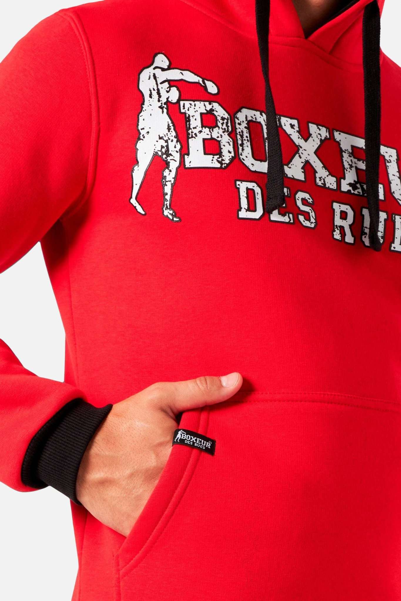 Sweatshirt à capuche rouge Man Hoodie Boxeur des Rues   