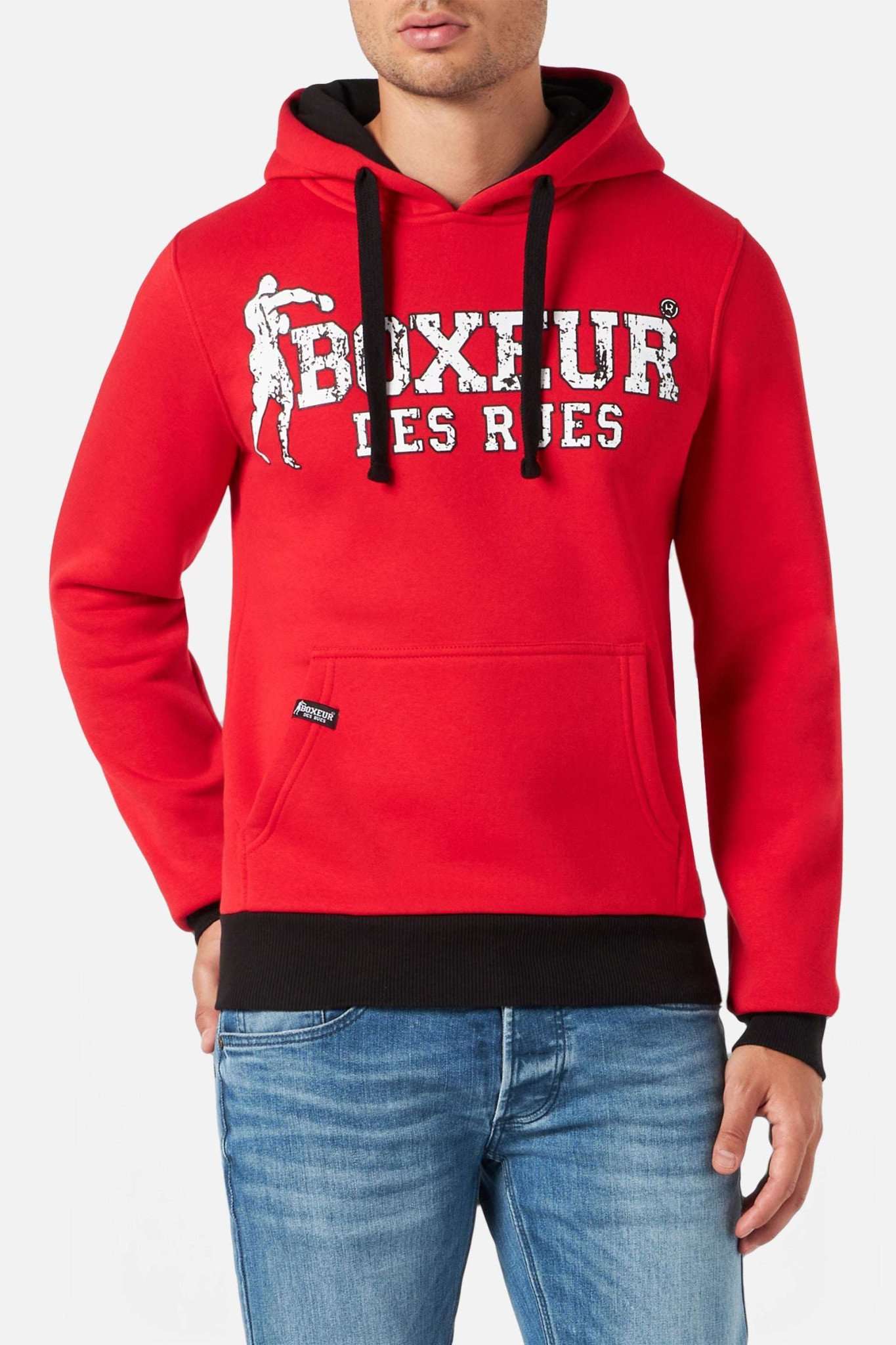 Sweatshirt à capuche rouge Man Hoodie Boxeur des Rues   