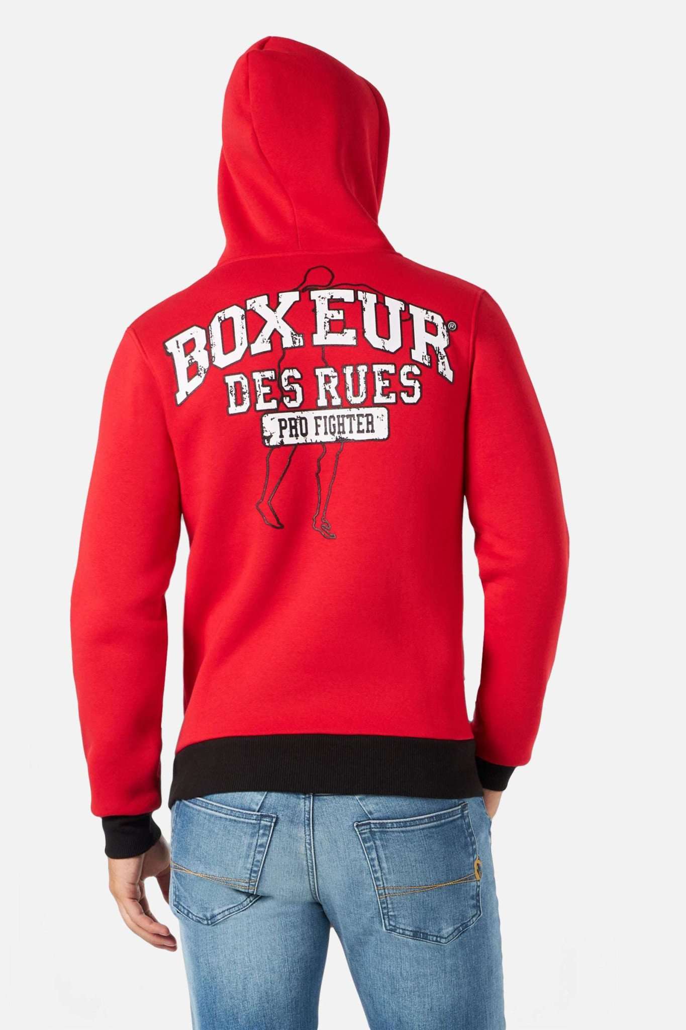 Sweatshirt à capuche rouge Man Hoodie Boxeur des Rues   